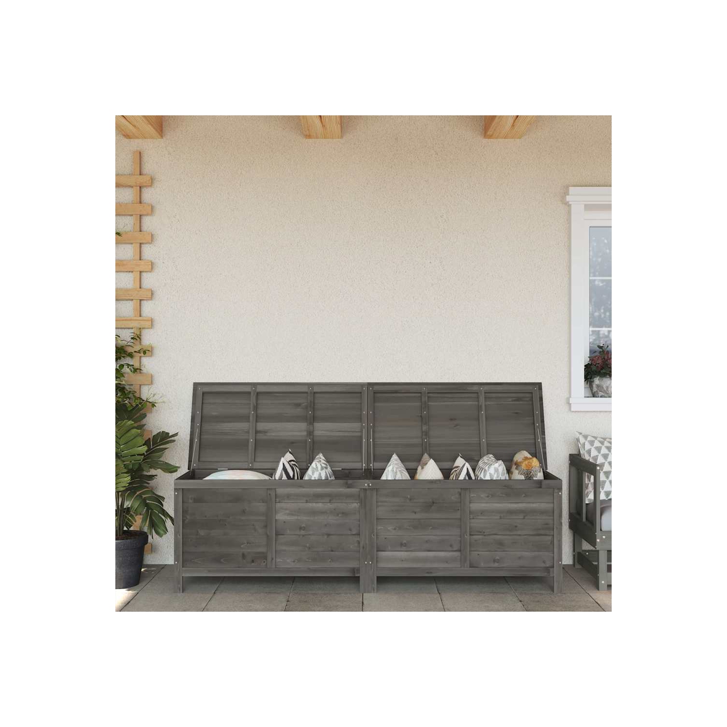 vidaXL Garden Storage Box Anthracite 198.5x50x56.5 cm Solid Wood Fir