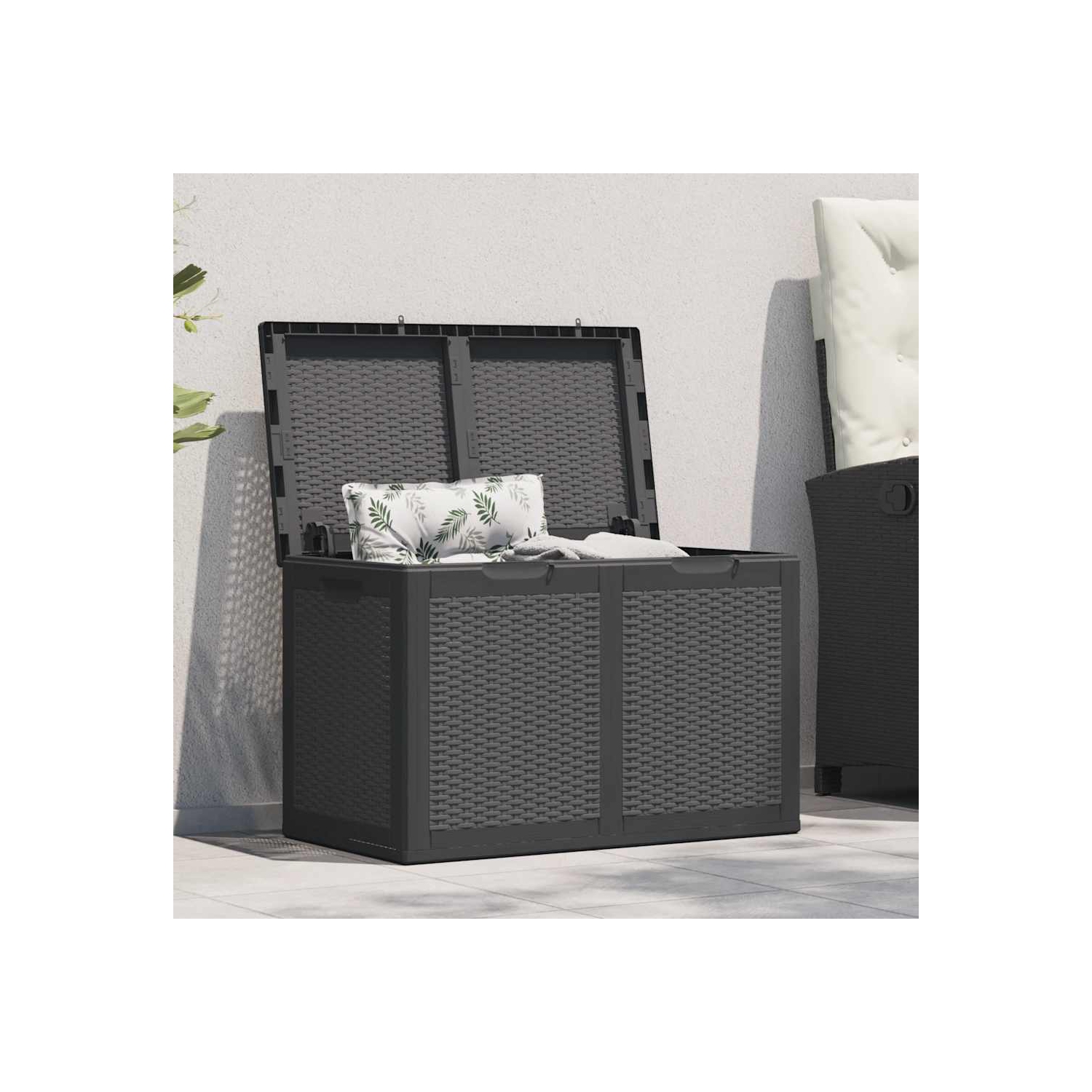 vidaXL Garden Storage Box 180L Black PP Rattan