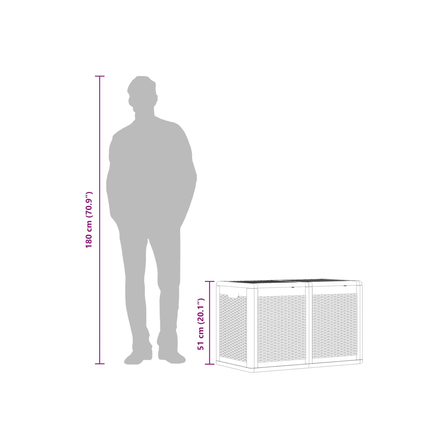 vidaXL Garden Storage Box 180L Black PP Rattan