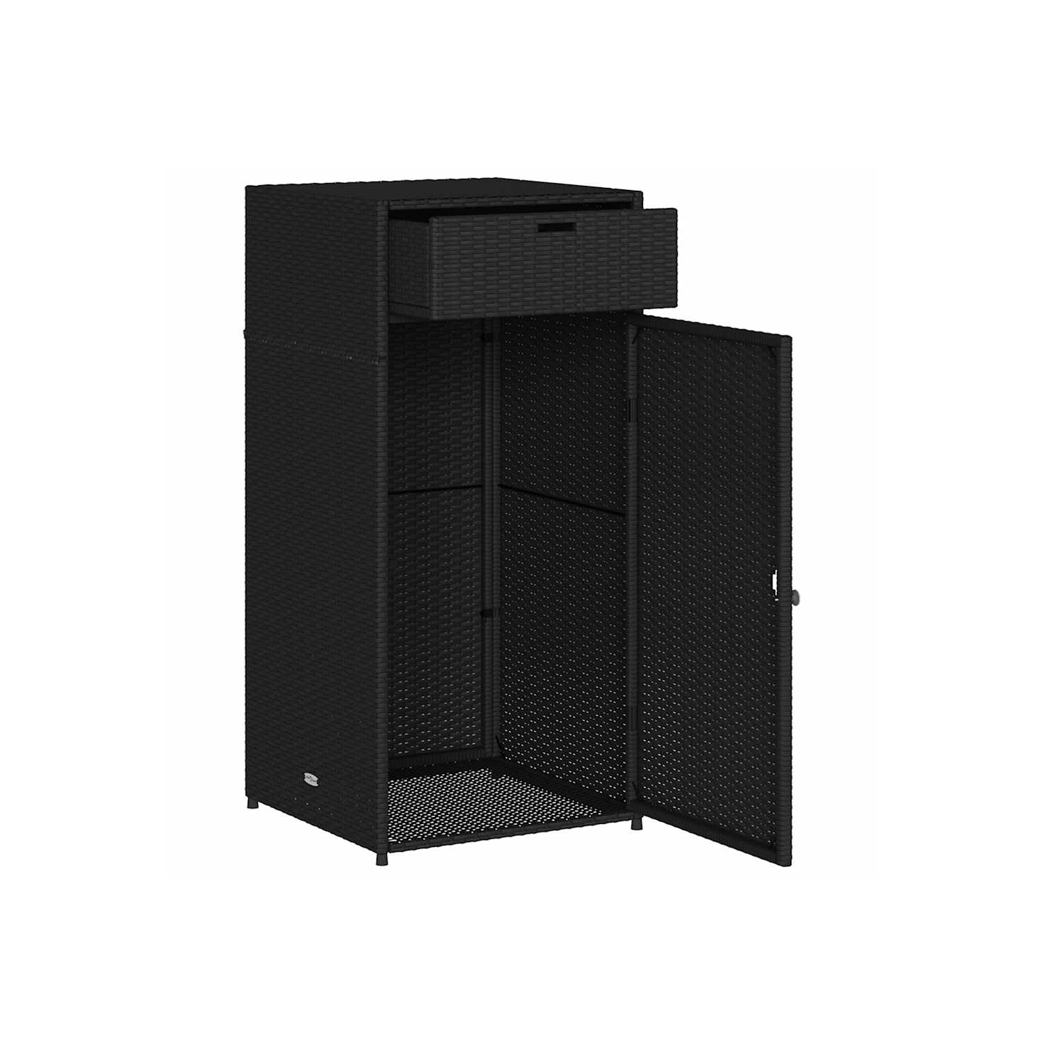 vidaXL Garden Storage Cabinet Black 55x55x111 cm Poly Rattan