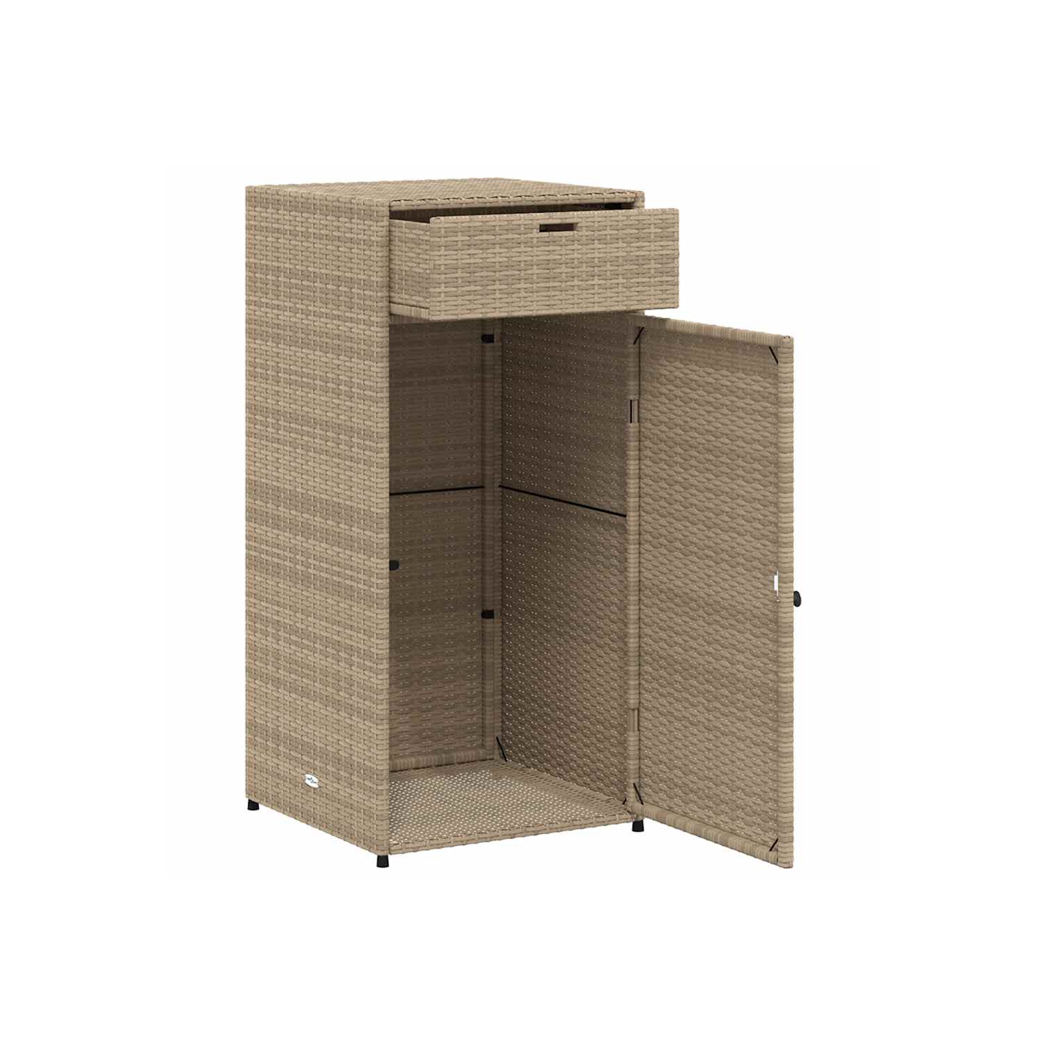 vidaXL Garden Storage Cabinet Beige 55x55x111 cm Poly Rattan