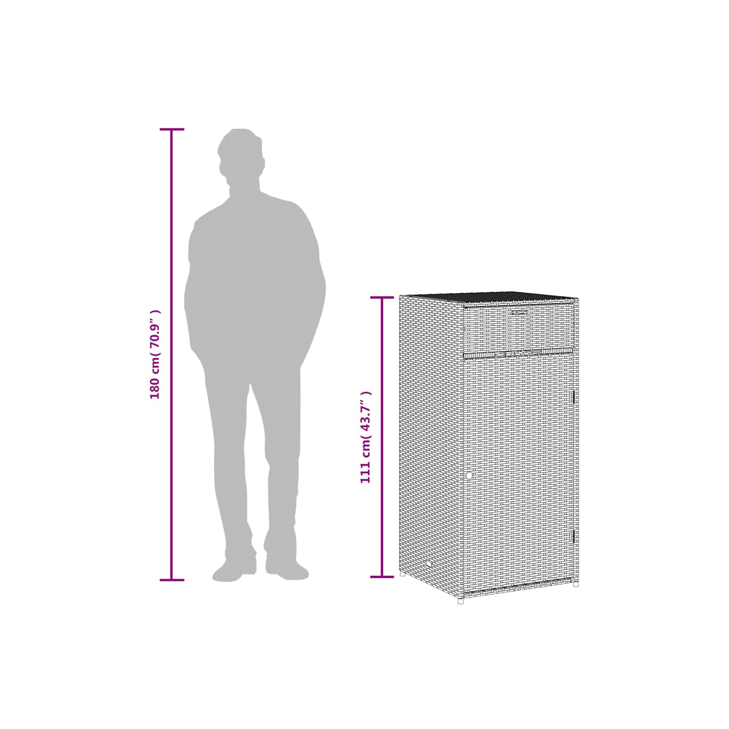 vidaXL Garden Storage Cabinet Beige 55x55x111 cm Poly Rattan