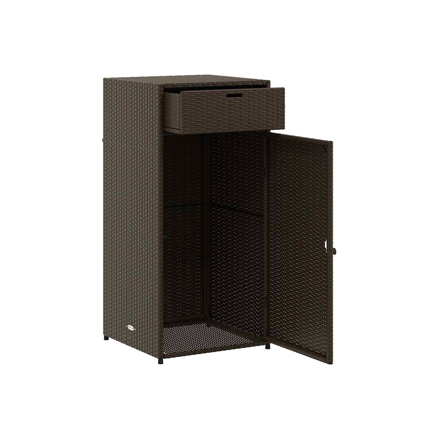vidaXL Garden Storage Cabinet Brown 55x55x111 cm Poly Rattan