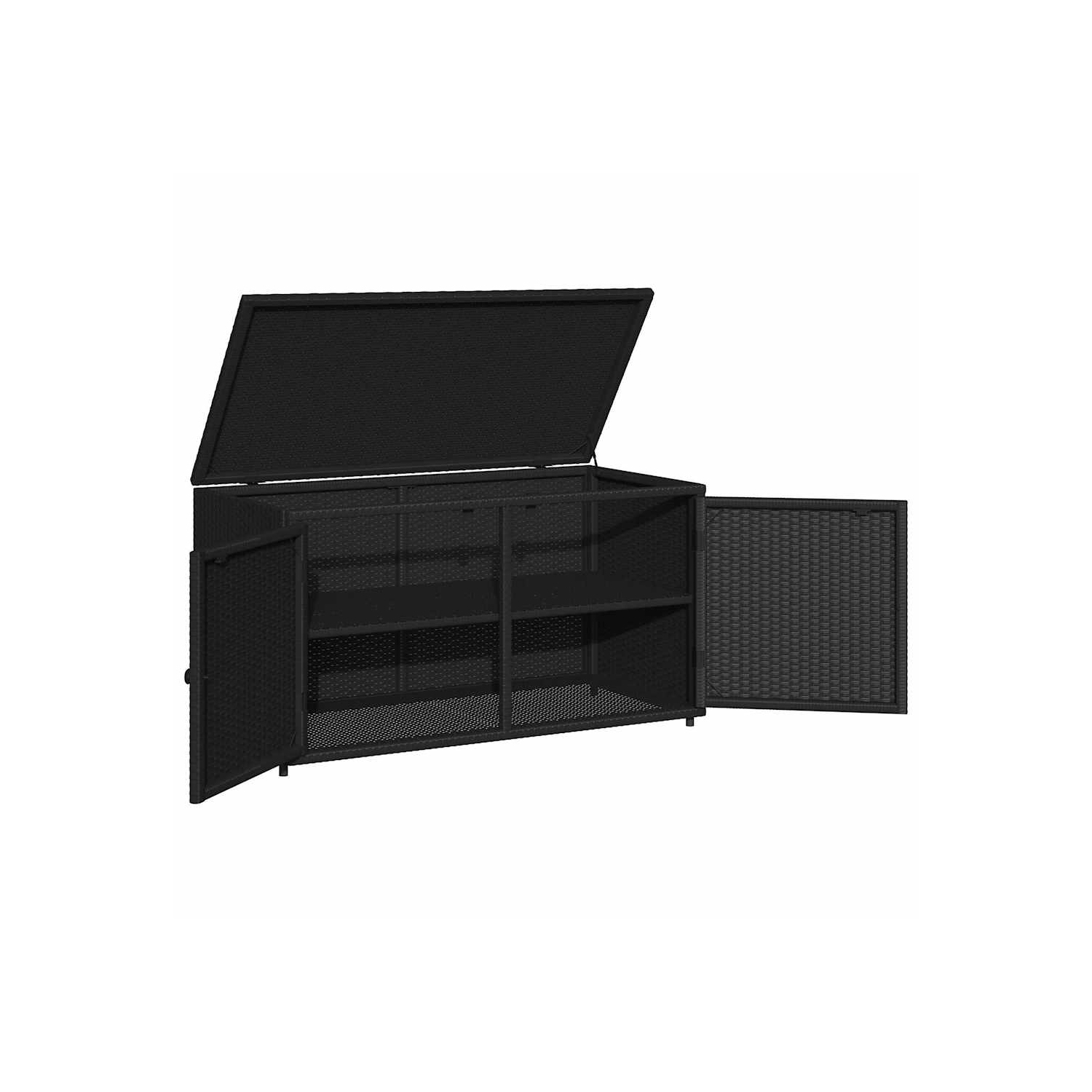 vidaXL Garden Storage Cabinet Black 110x55x60.5 cm Poly Rattan