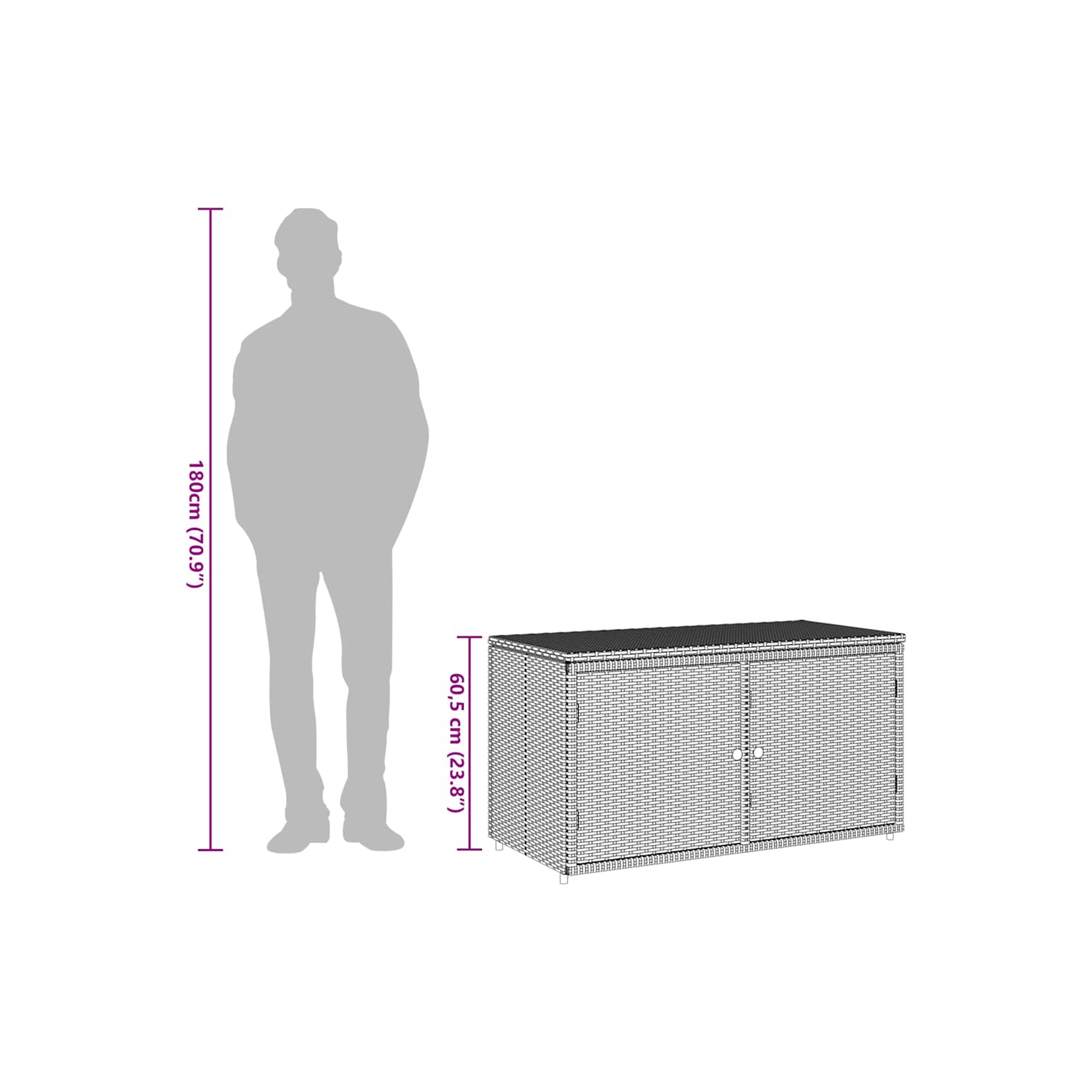 vidaXL Garden Storage Cabinet Beige 110x55x60.5 cm Poly Rattan