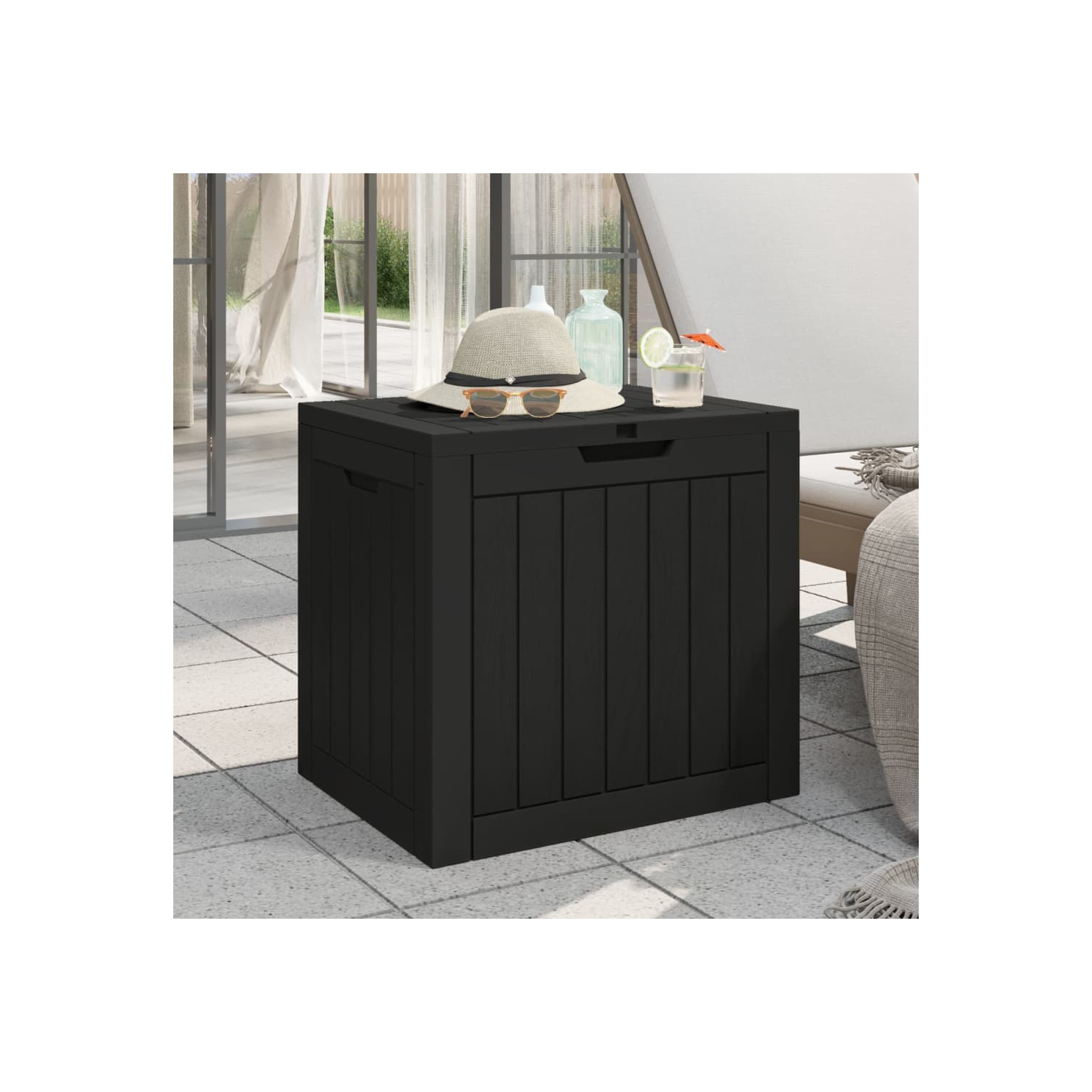 vidaXL Garden Storage Box Black 55.5x43x53 cm Polypropylene