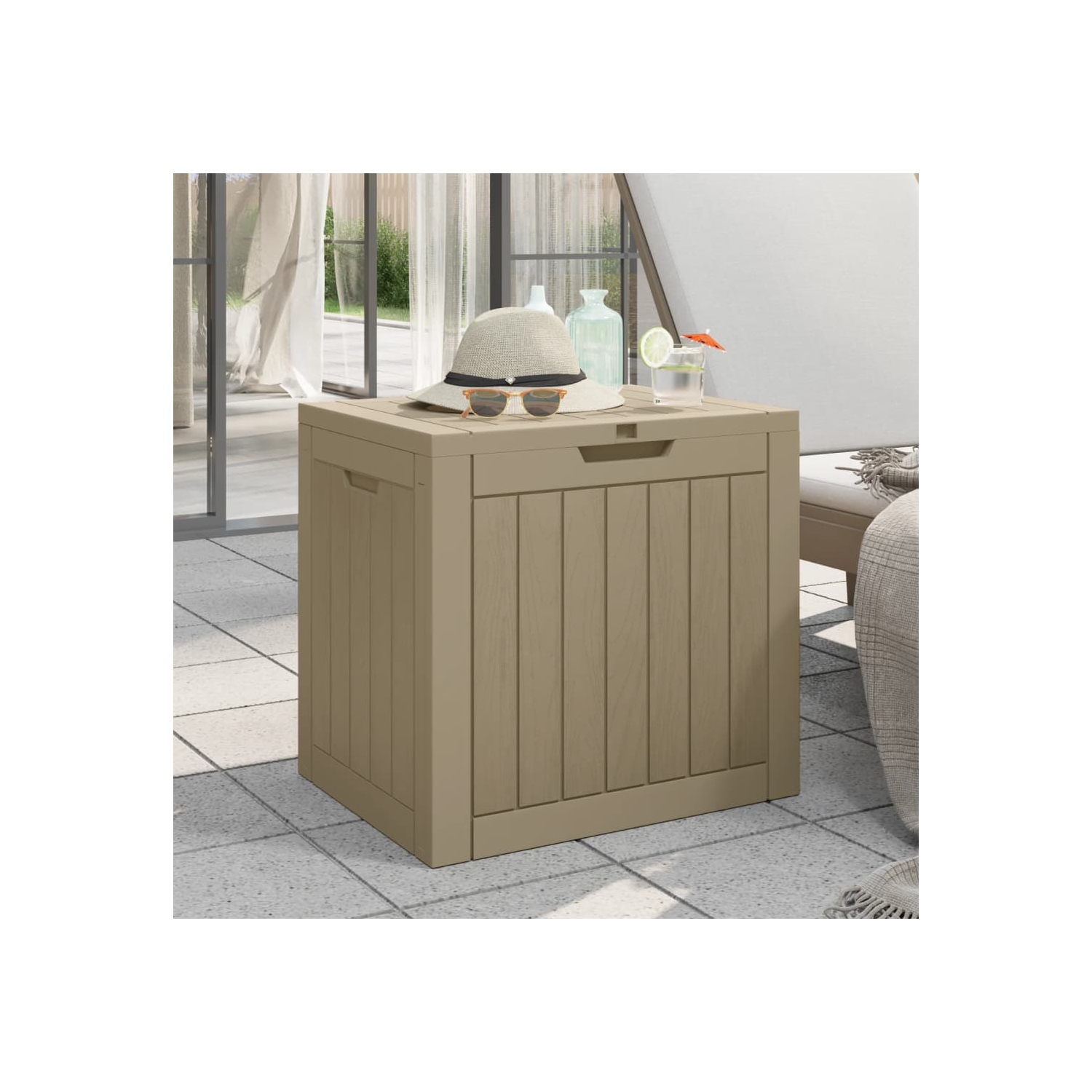 vidaXL Garden Storage Box Grey 55.5x43x53 cm Polypropylene