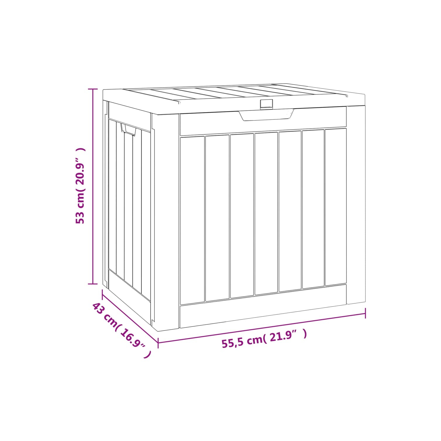 vidaXL Garden Storage Box Grey 55.5x43x53 cm Polypropylene