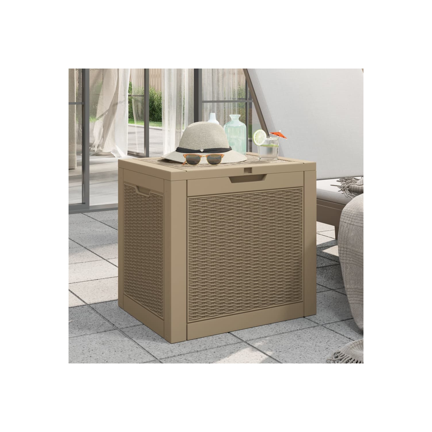 vidaXL Garden Storage Box Light Brown 55.5x43x53 cm Polypropylene
