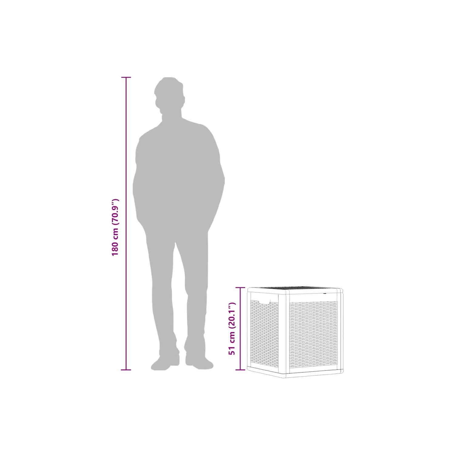 vidaXL Garden Storage Box Grey PP Rattan 90 L