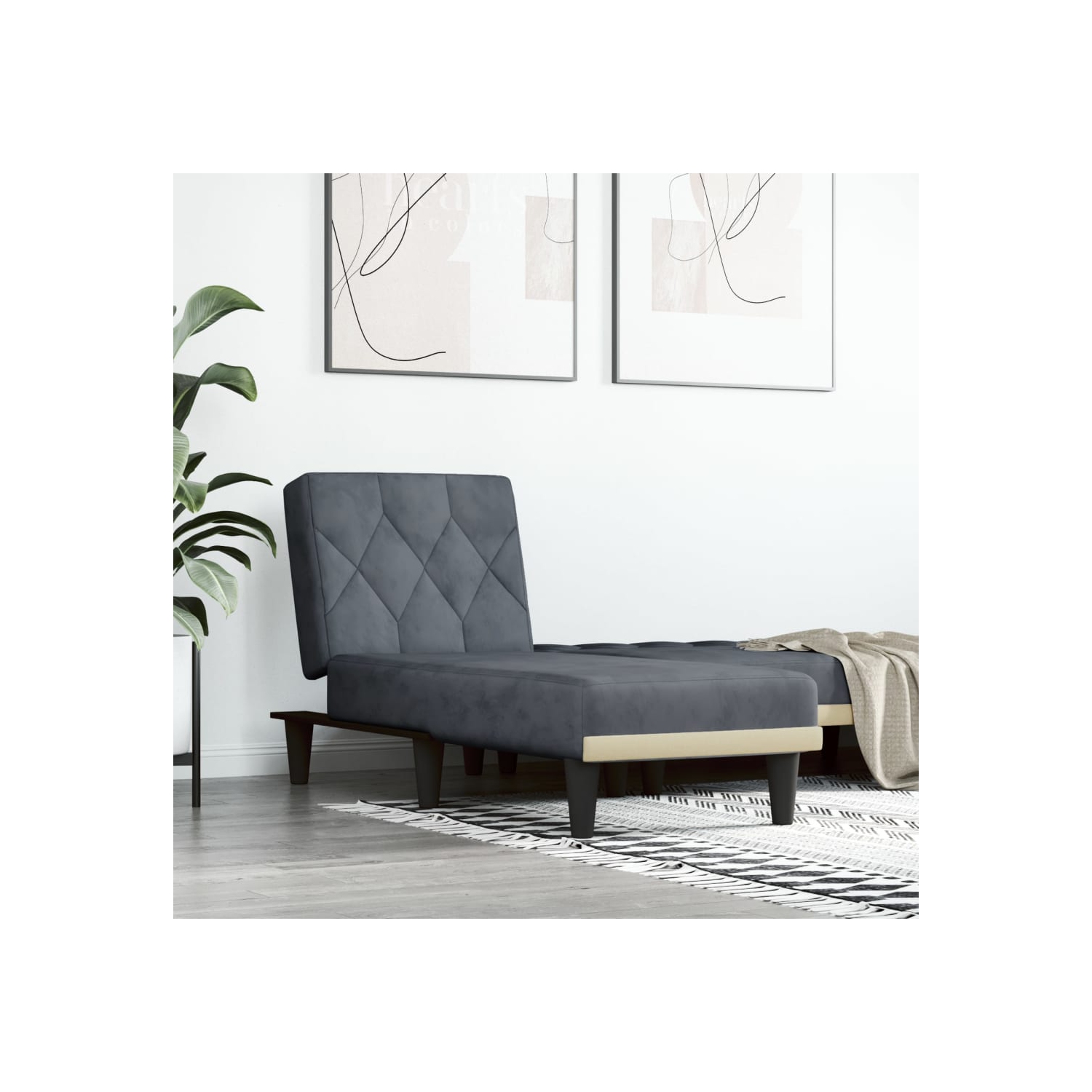 vidaXL Chaise Longue Dark Grey Velvet