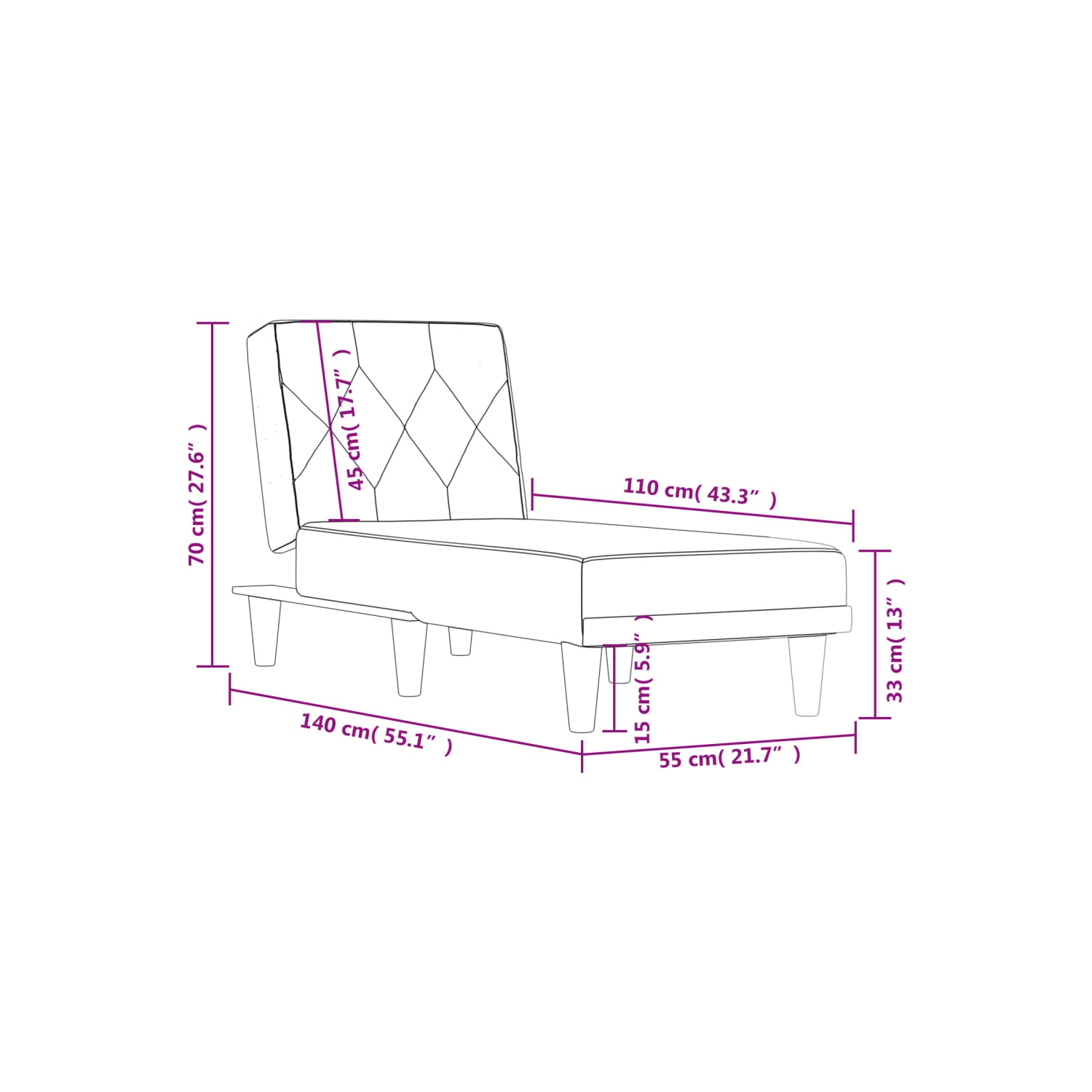 vidaXL Chaise Longue Dark Grey Velvet