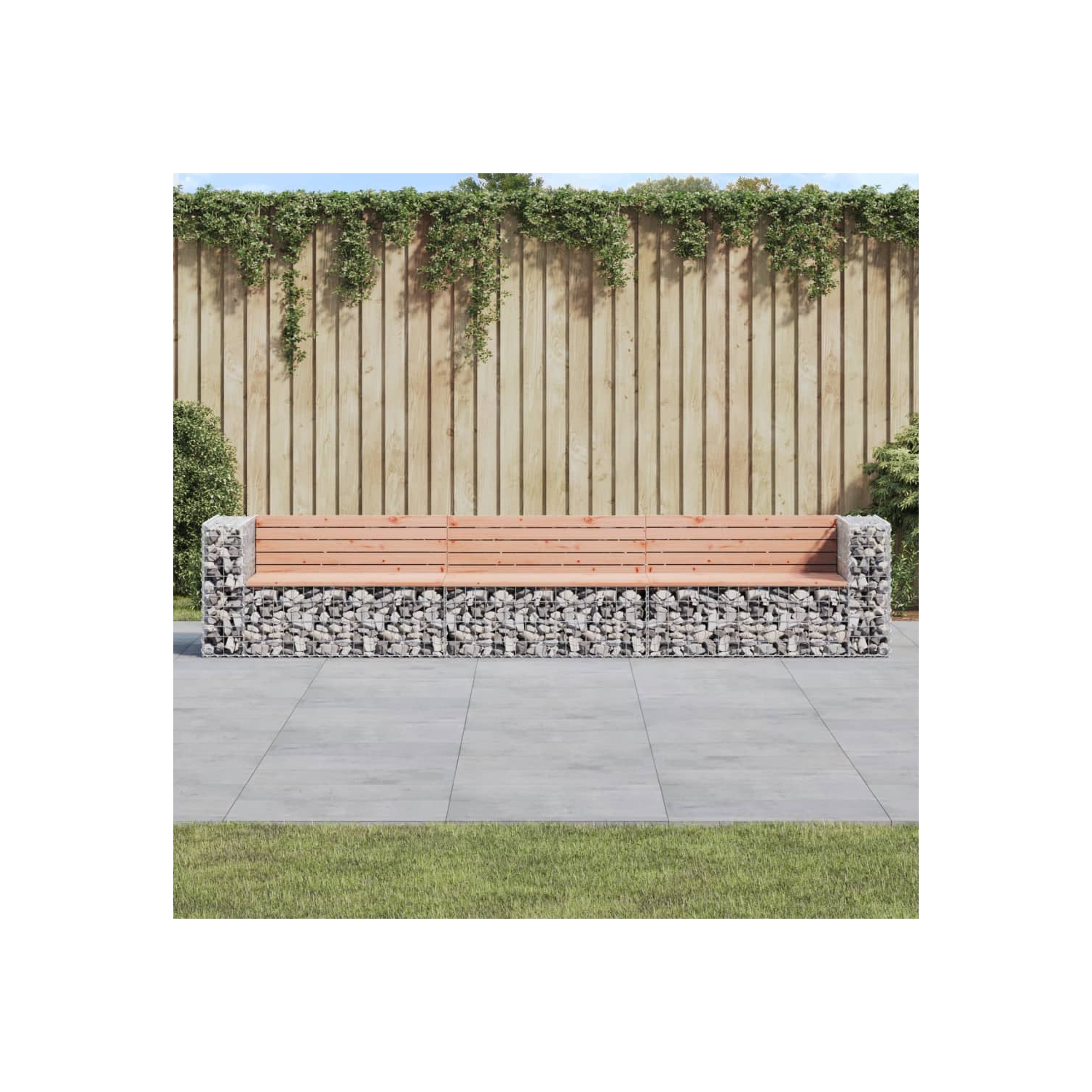 vidaXL Garden Bench Gabion Design 347x71x65.5 cm Solid Wood Douglas