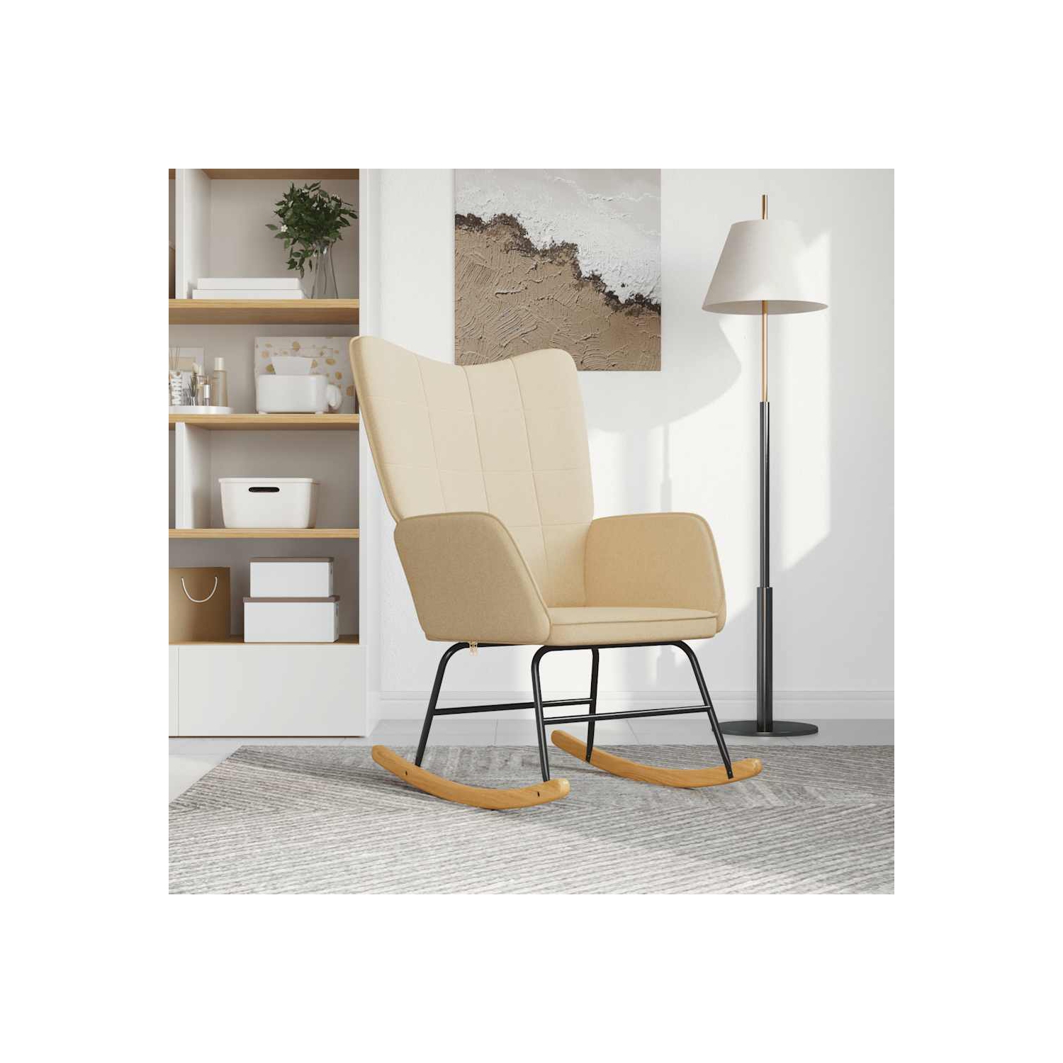 vidaXL Rocking Chair Cream Fabric