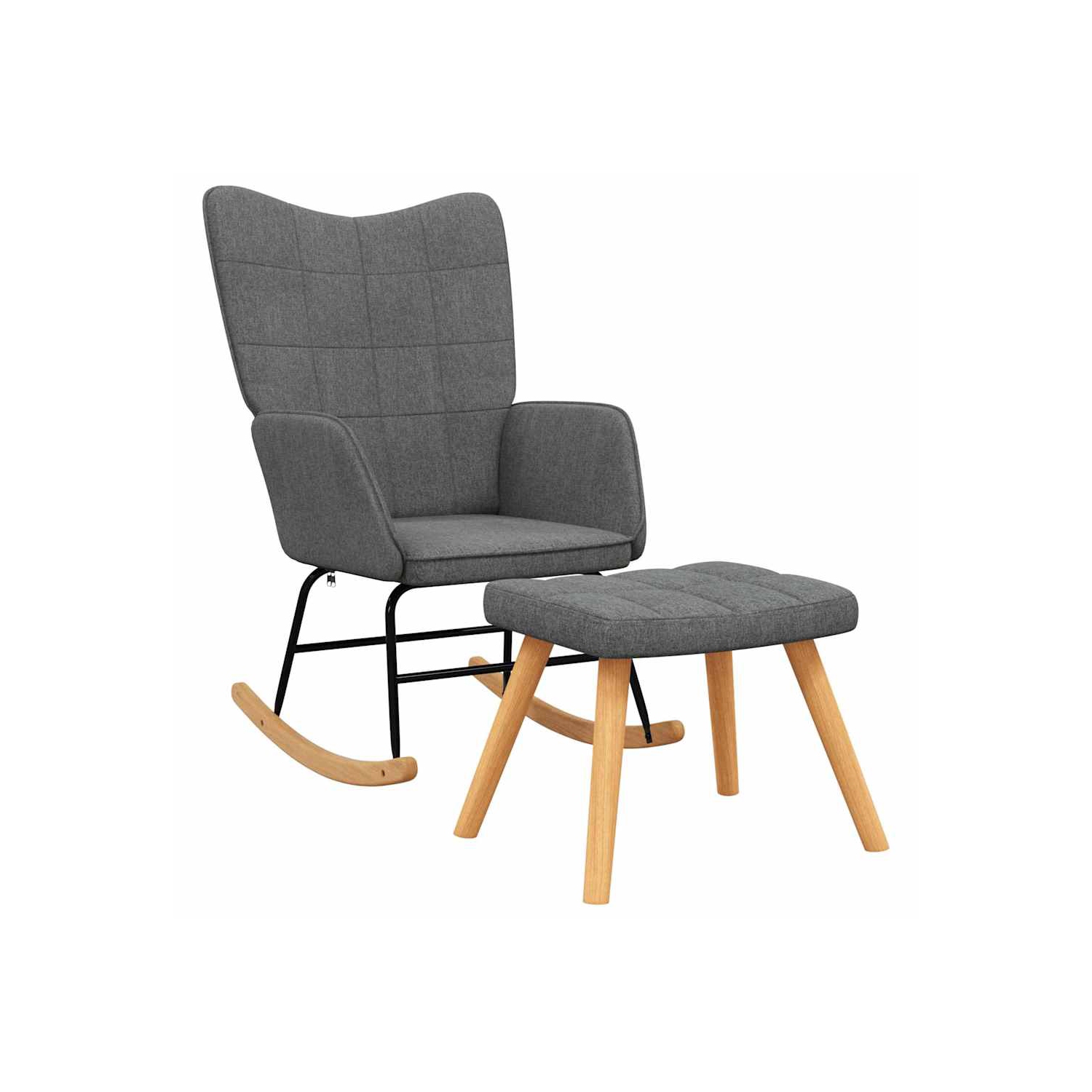 Chaise berçante VidaXL avec tabouret en tissu gris foncé