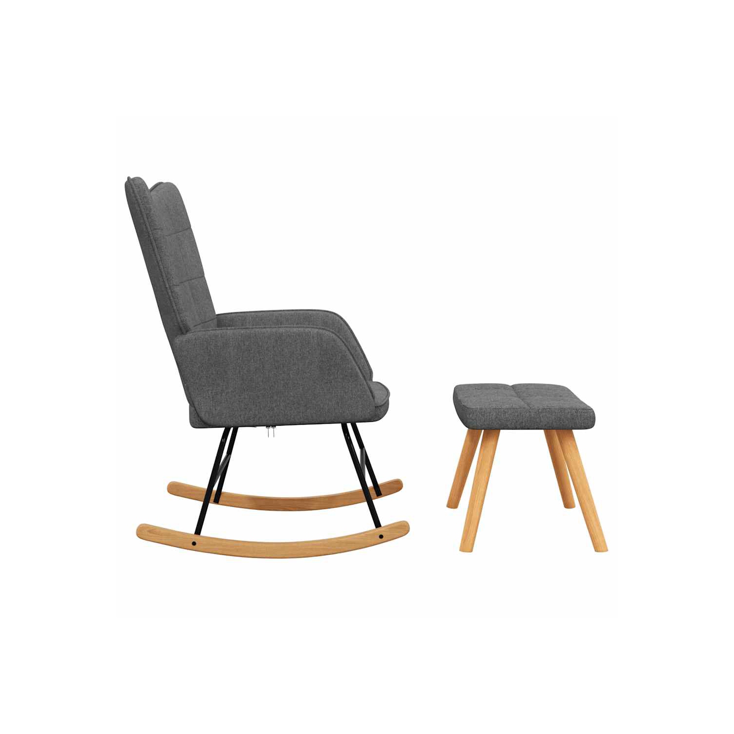 Chaise berçante VidaXL avec tabouret en tissu gris foncé