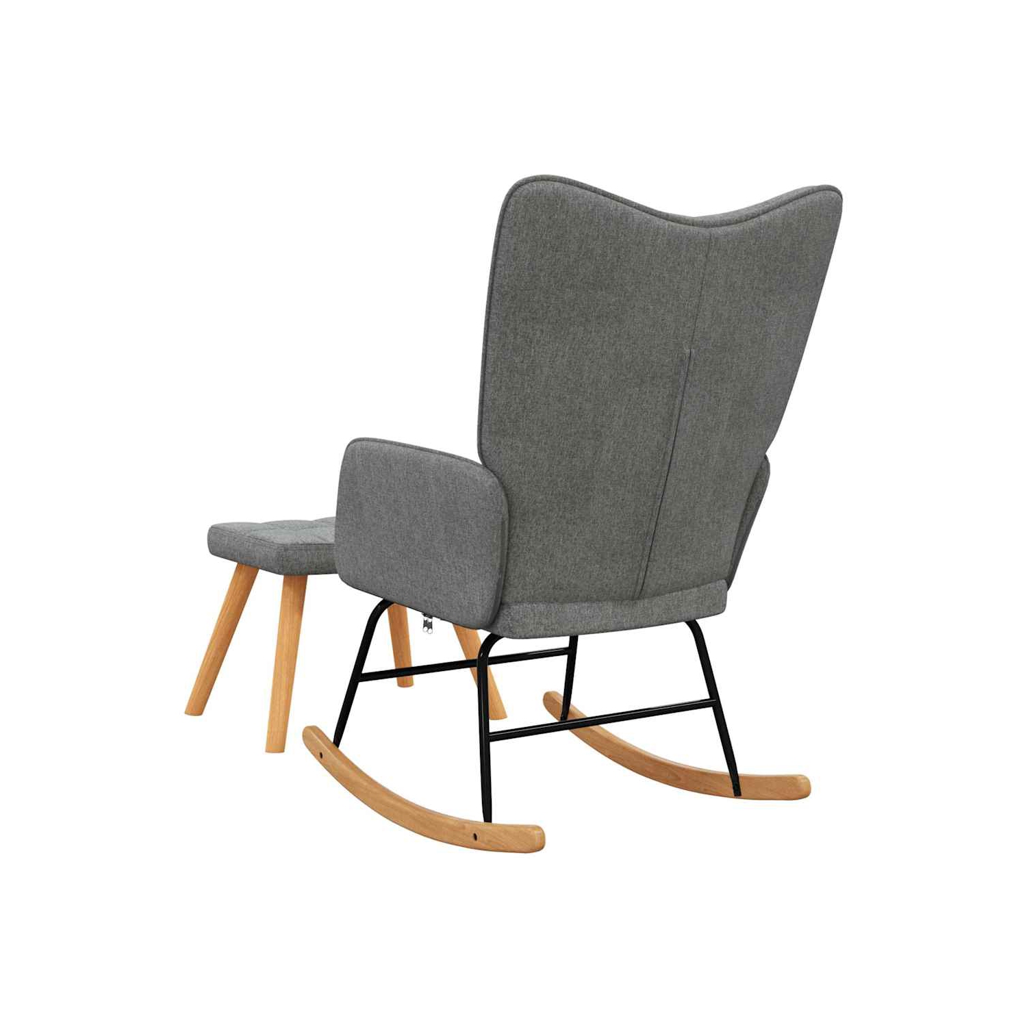 Chaise berçante VidaXL avec tabouret en tissu gris foncé