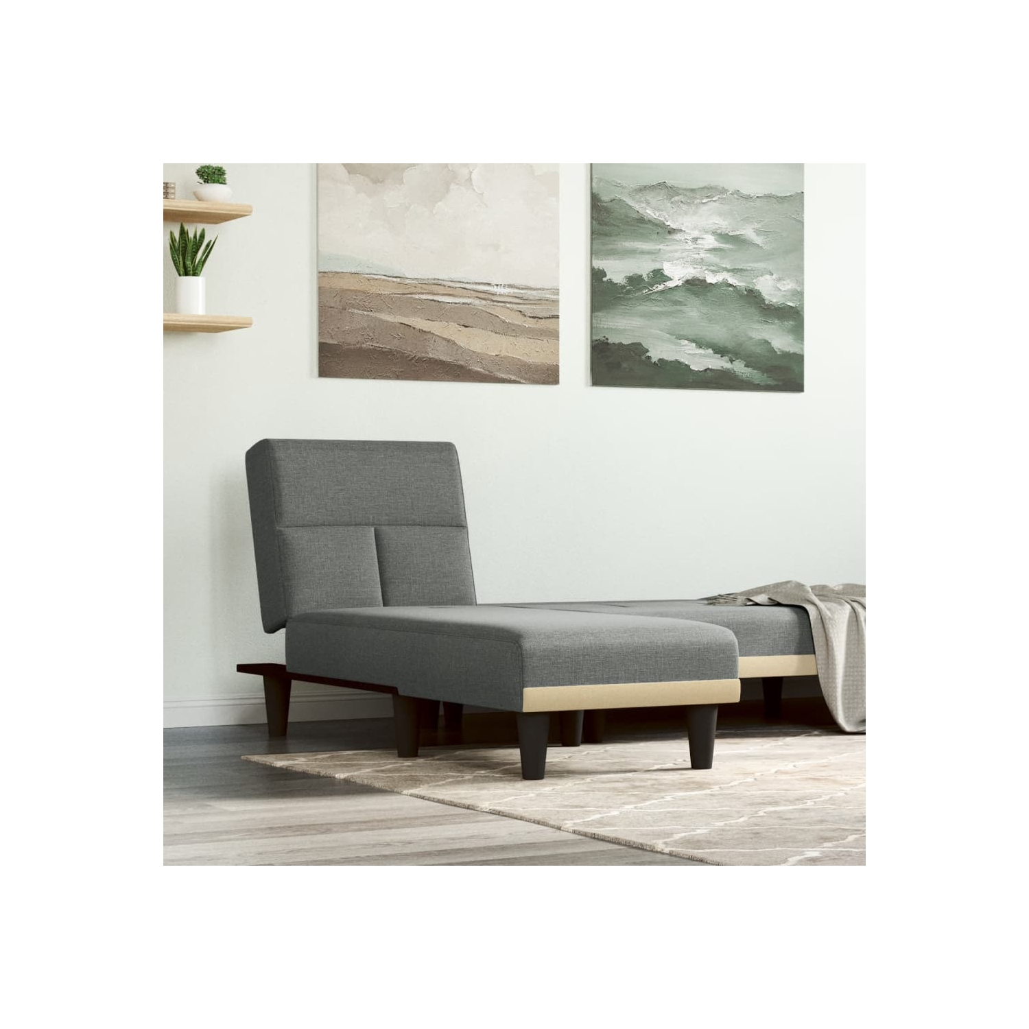 vidaXL Chaise Longue Dark Grey Fabric