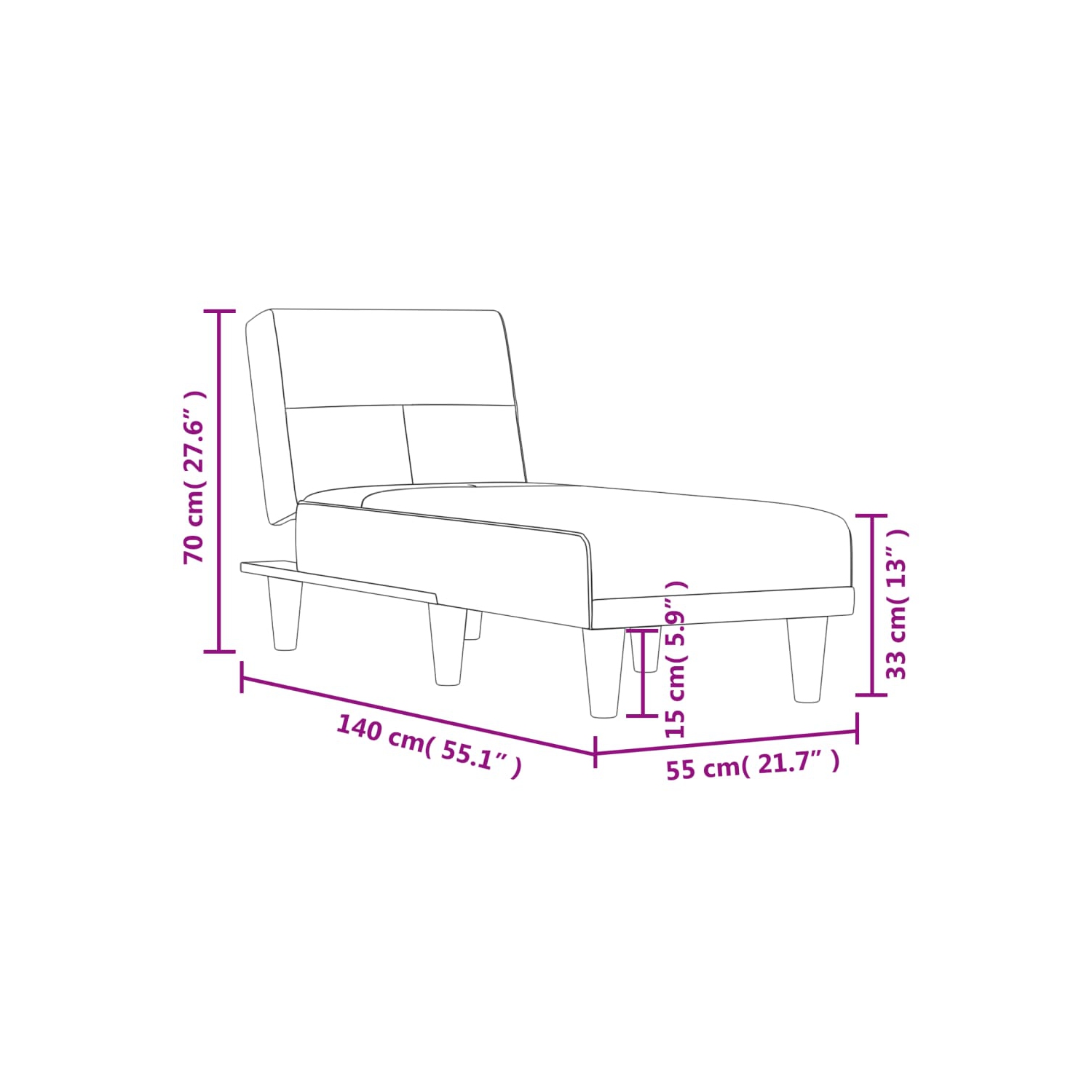 vidaXL Chaise Longue Dark Grey Fabric