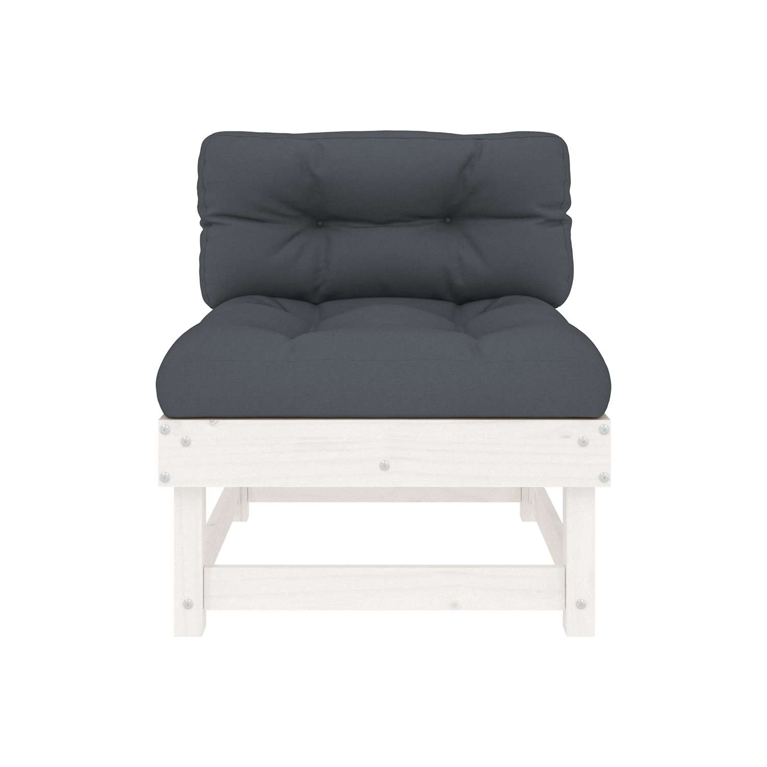 vidaXL Middle Sofas with Cushions 2 pcs White Solid Wood Pine