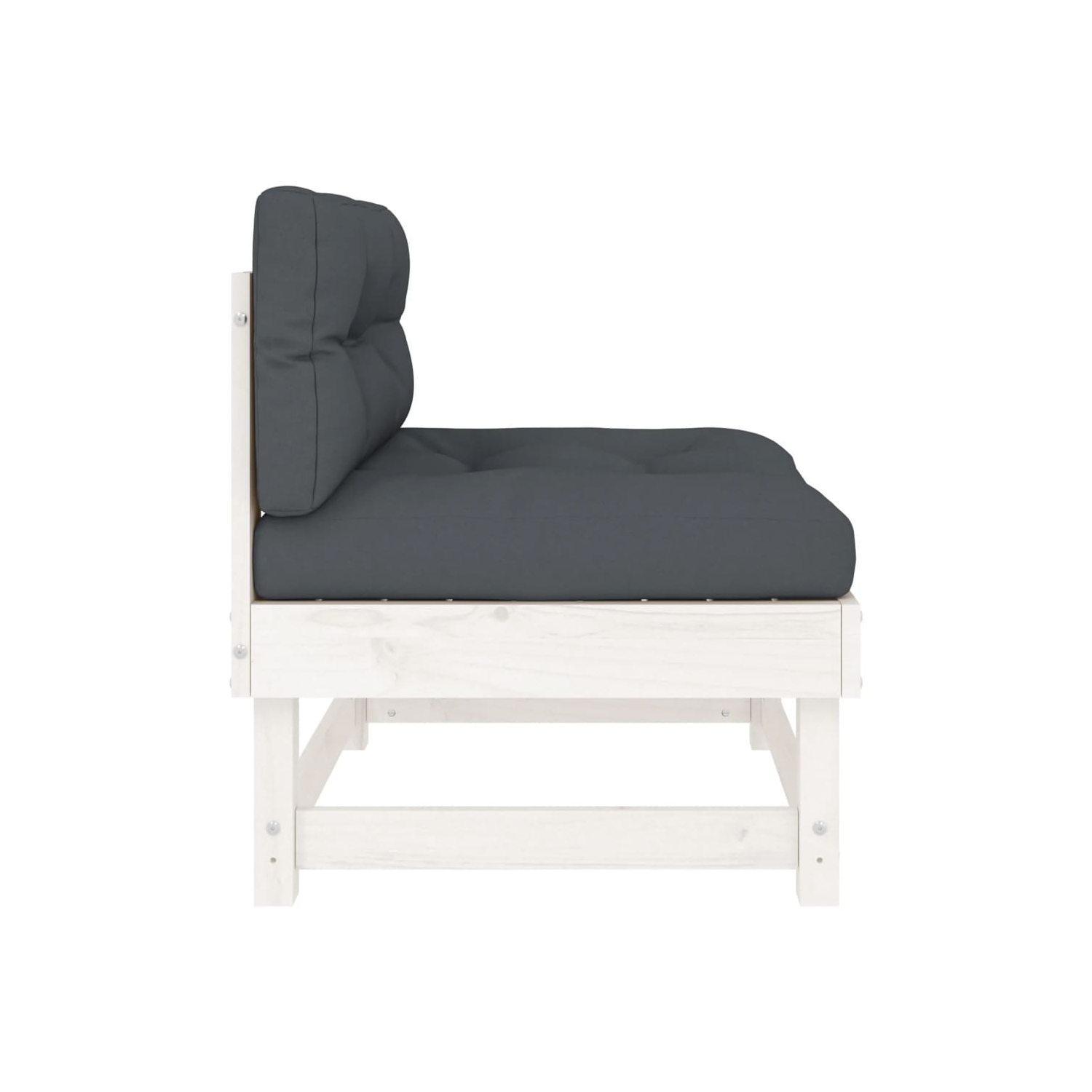 vidaXL Middle Sofas with Cushions 2 pcs White Solid Wood Pine