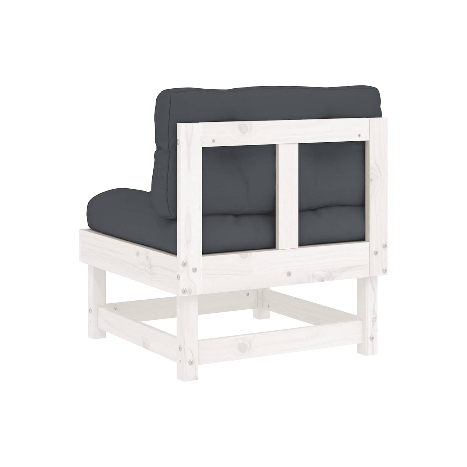 vidaXL Middle Sofas with Cushions 2 pcs White Solid Wood Pine