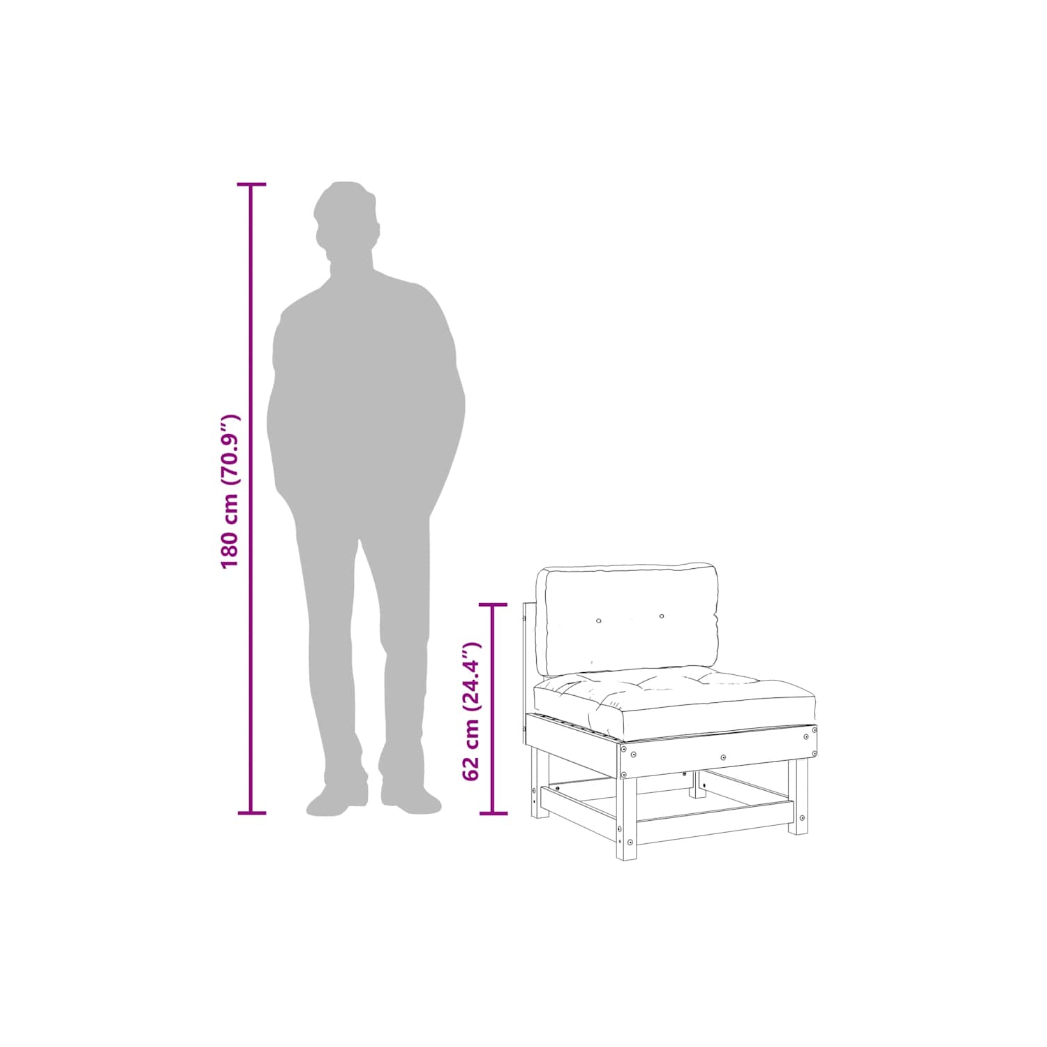 vidaXL Middle Sofas with Cushions 2 pcs White Solid Wood Pine