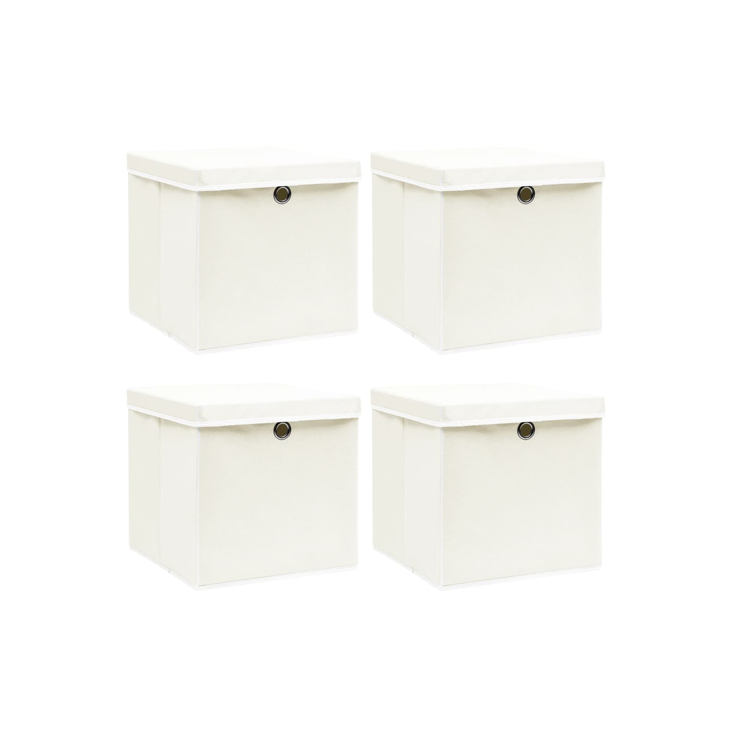 vidaXL Storage Boxes with Lids 4 pcs White 32x32x32 cm Fabric
