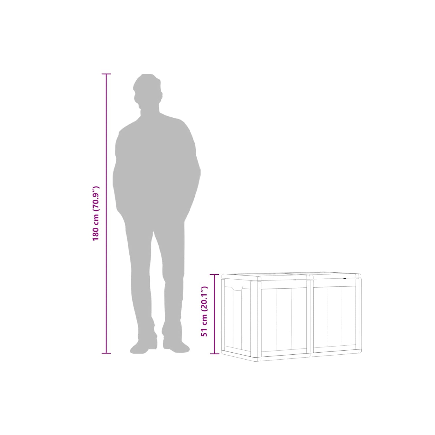 vidaXL Garden Storage Box 180L Grey PP Wood Look