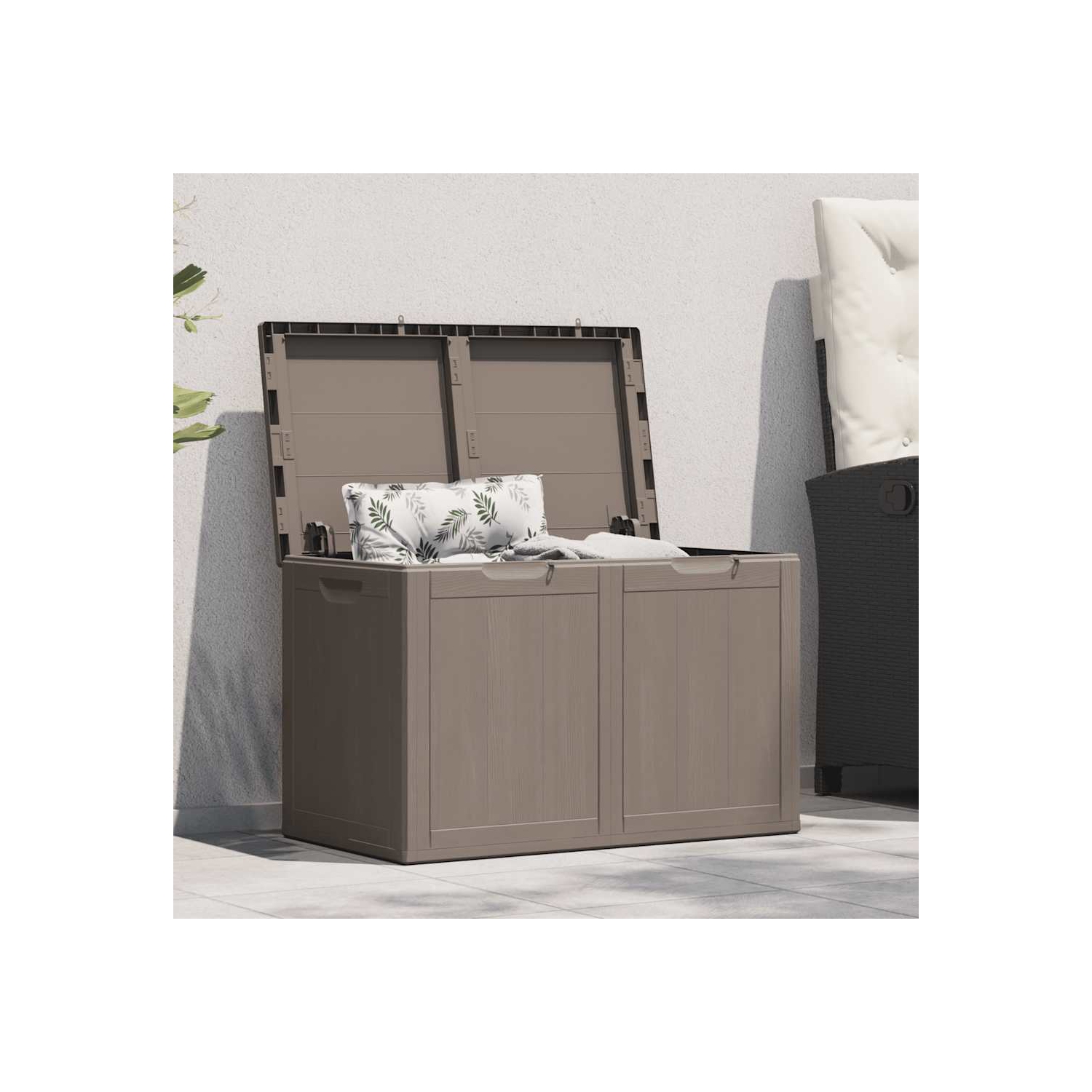 vidaXL Garden Storage Box 180L Brown PP Wood Look