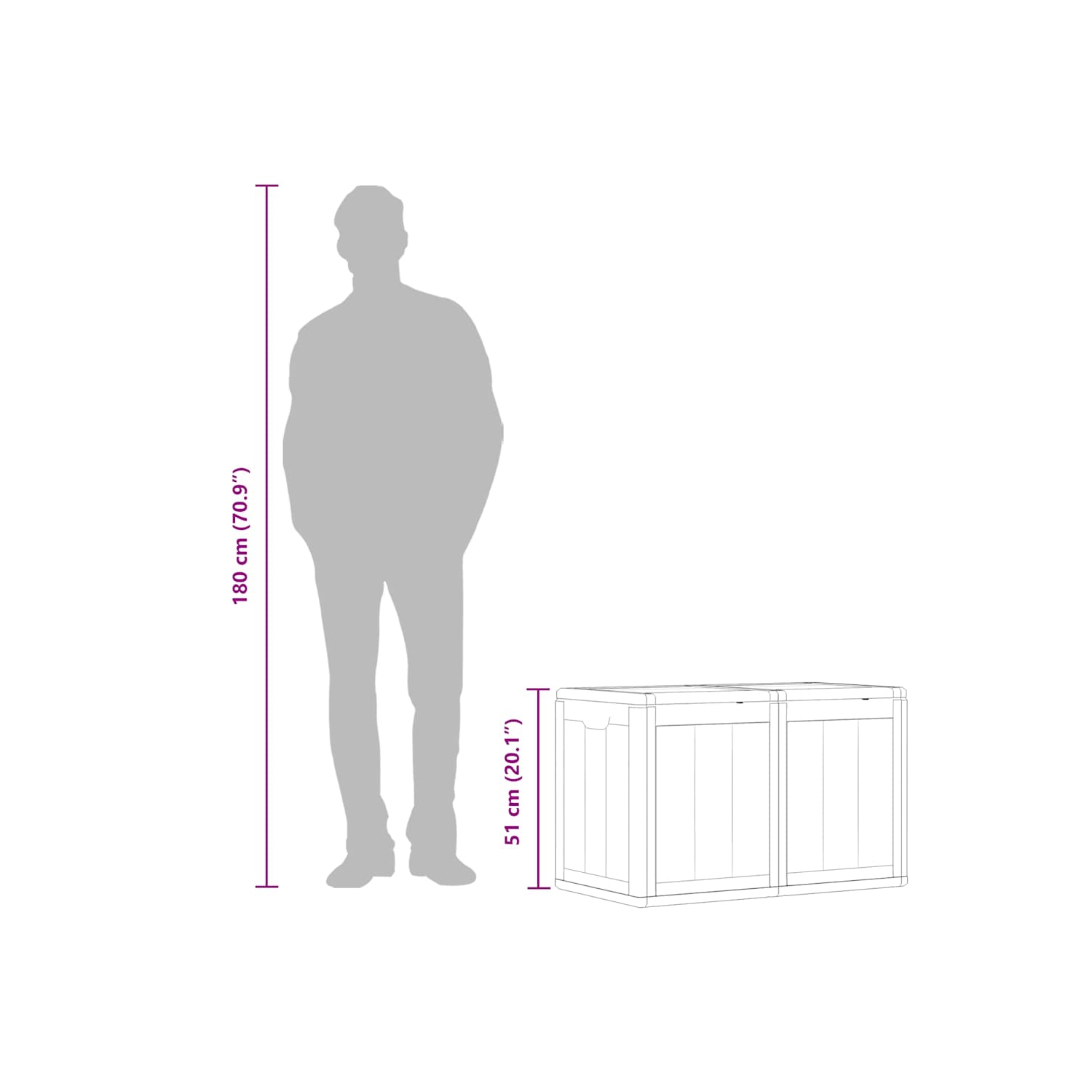 vidaXL Garden Storage Box 180L Brown PP Wood Look