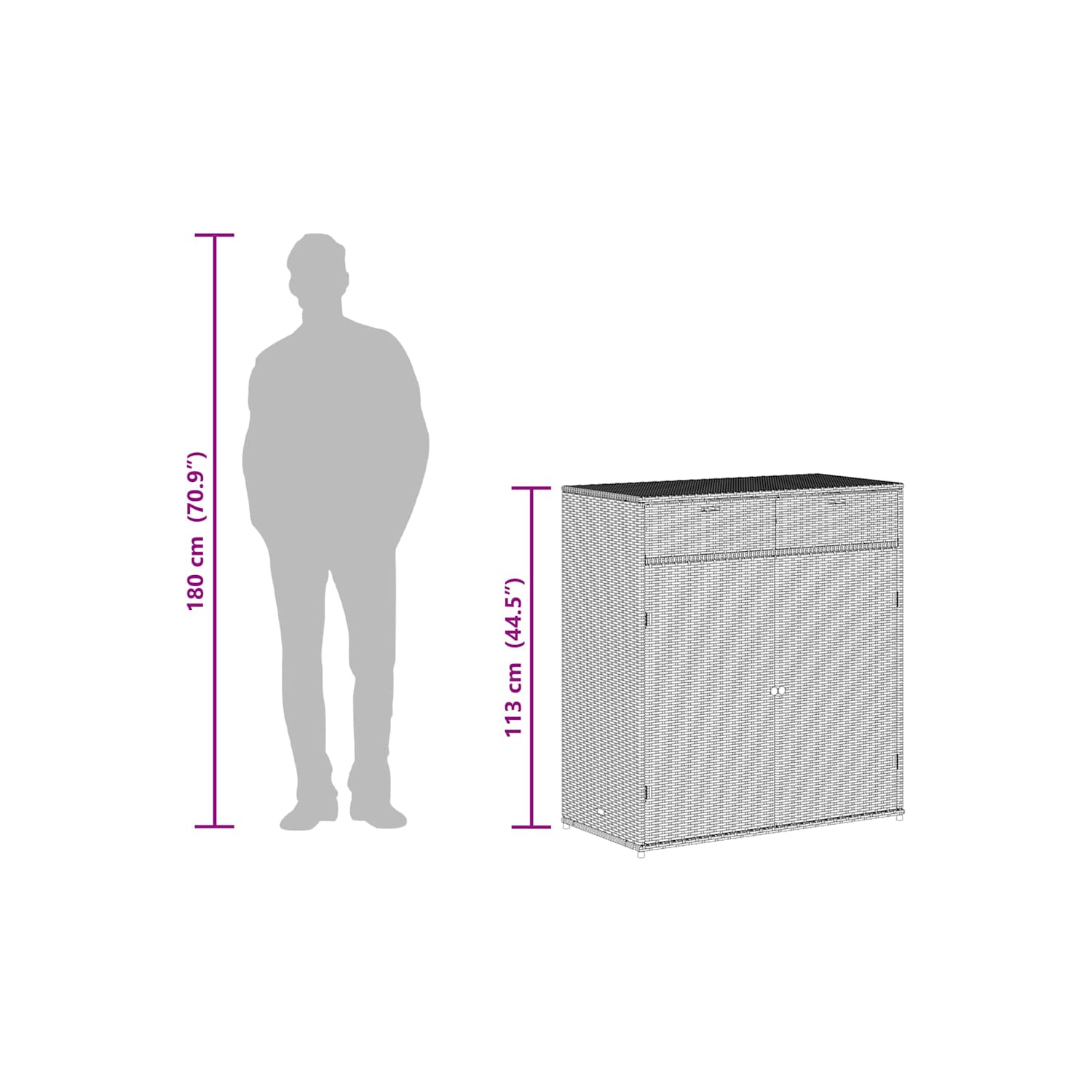 vidaXL Garden Storage Cabinet Brown 105x55x113 cm Poly Rattan