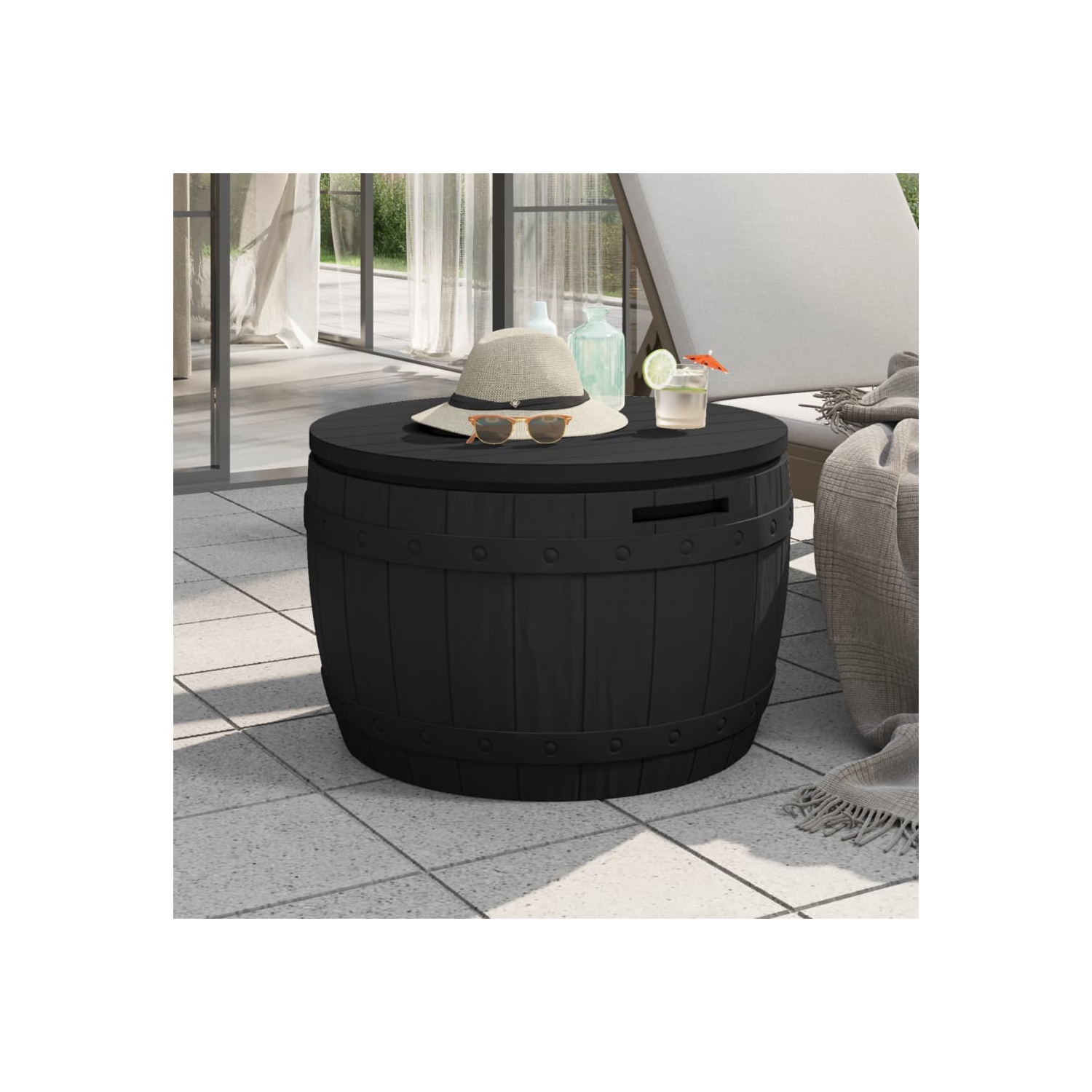 vidaXL 3-in-1 Garden Storage Box Black Polypropylene