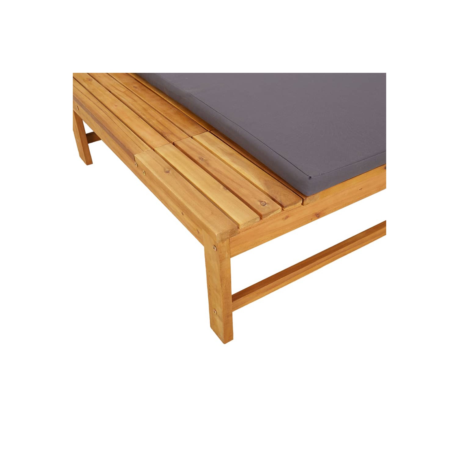 Chaise longue avec coussin gris foncé et coussin en bois d'acacia massif de vidaXL