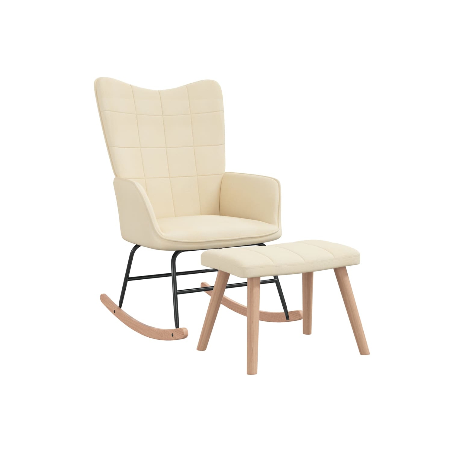 Chaise berçante avec tabouret en tissu crème de vidaXL
