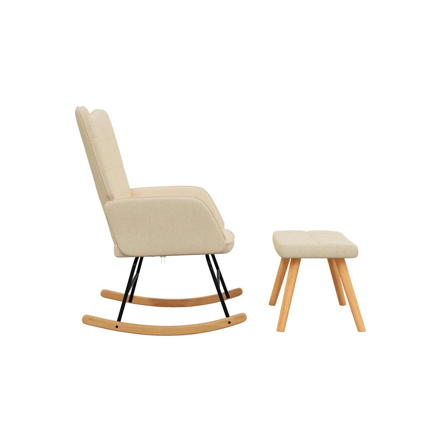 Chaise berçante avec tabouret en tissu crème de vidaXL