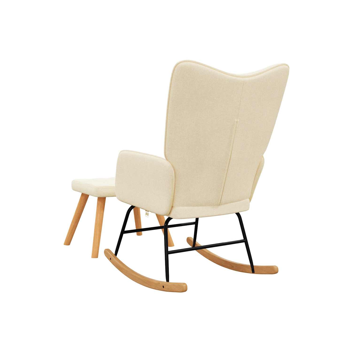 Chaise berçante avec tabouret en tissu crème de vidaXL