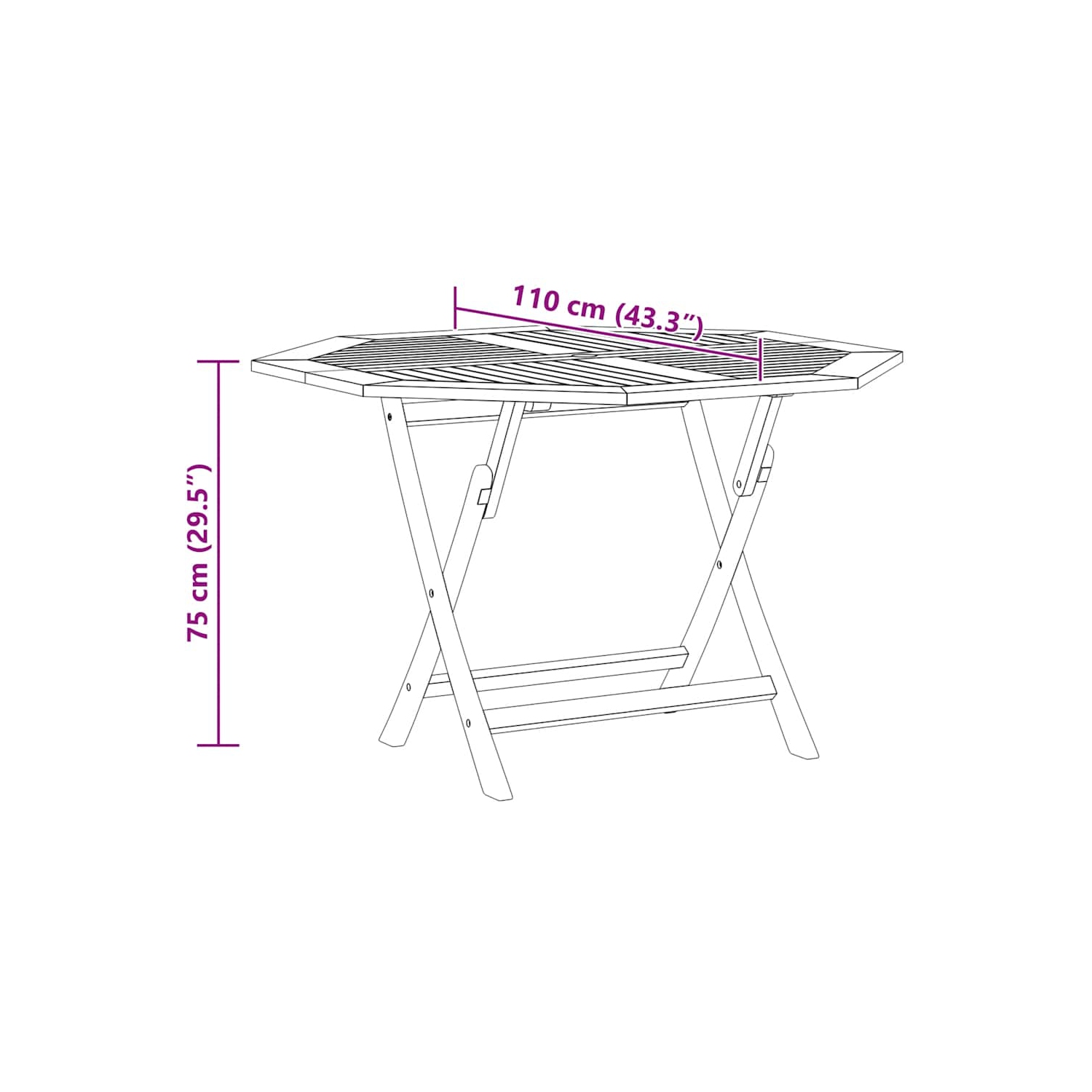vidaXL Folding Garden Table 110x110x75 cm Solid Wood Teak