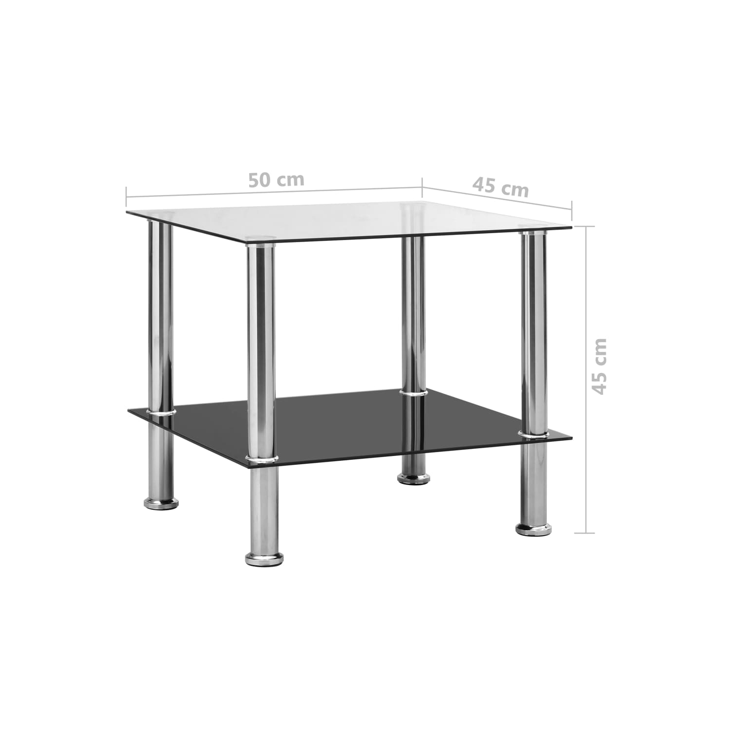 vidaXL Side Table Transparent 45x50x45 cm Tempered Glass