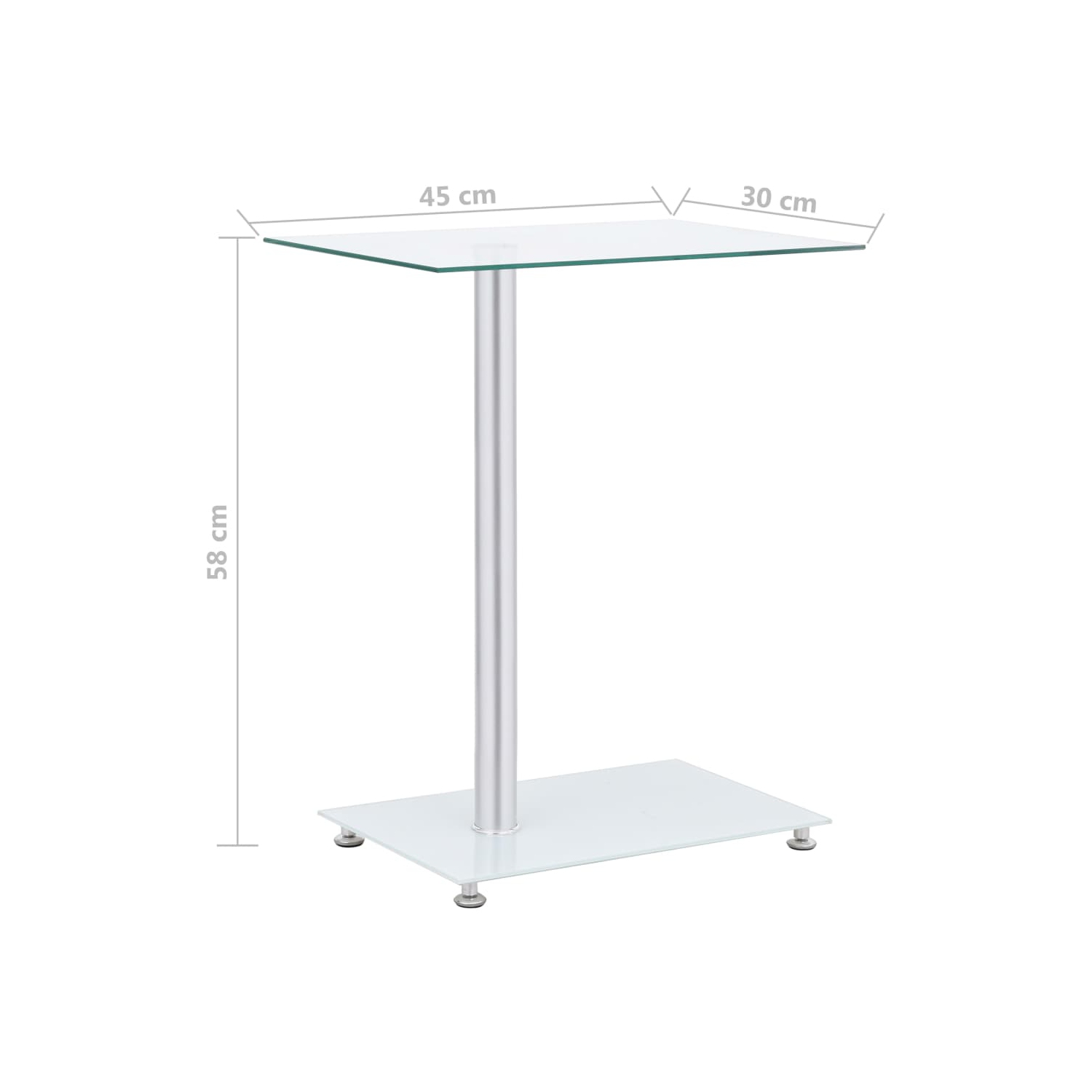 vidaXL U-Shaped Side Table Transparent 45x30x58 cm Tempered Glass