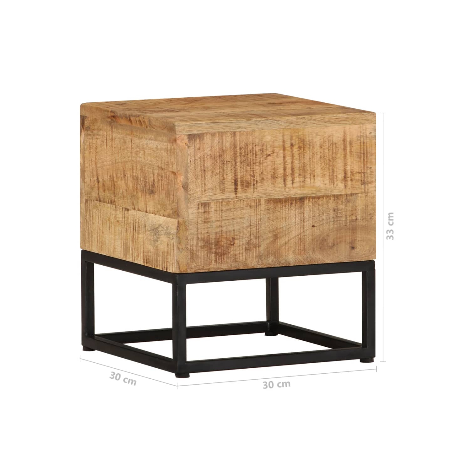 vidaXL Side Table 30x30x33 cm Rough Mango Wood