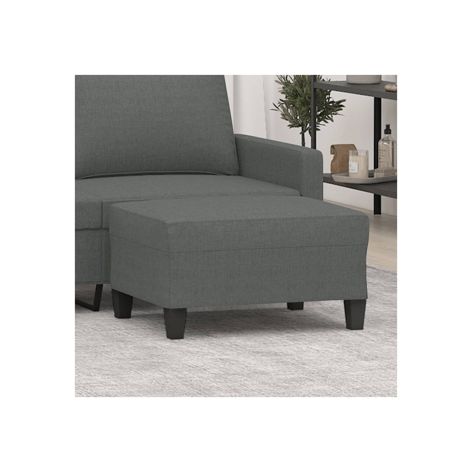 Tabouret pieds vidaXL en tissu gris foncé 70 x 55 x 41&nbsp;cm