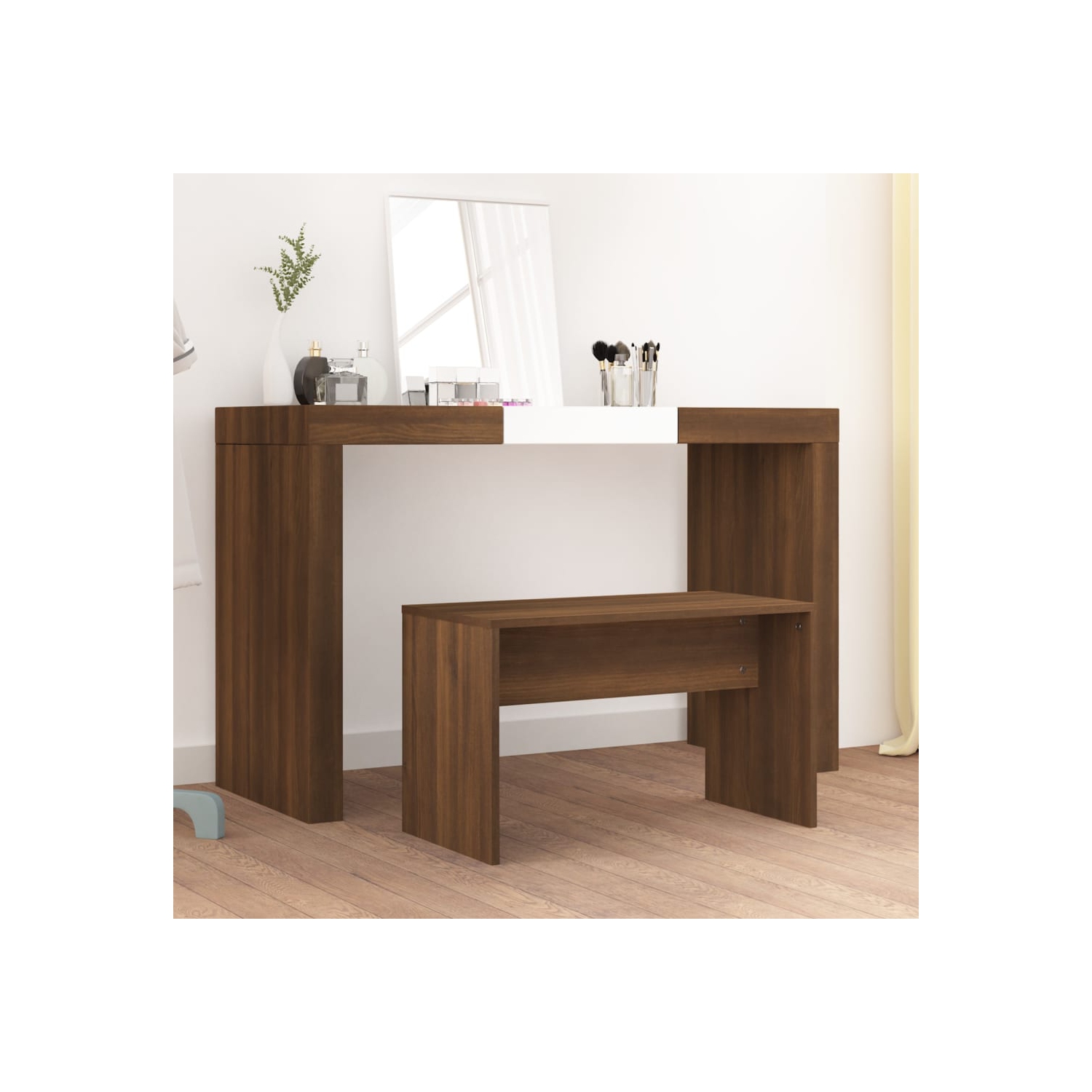 vidaXL Dressing Stool Brown Oak 70x35x45 cm Engineered Wood
