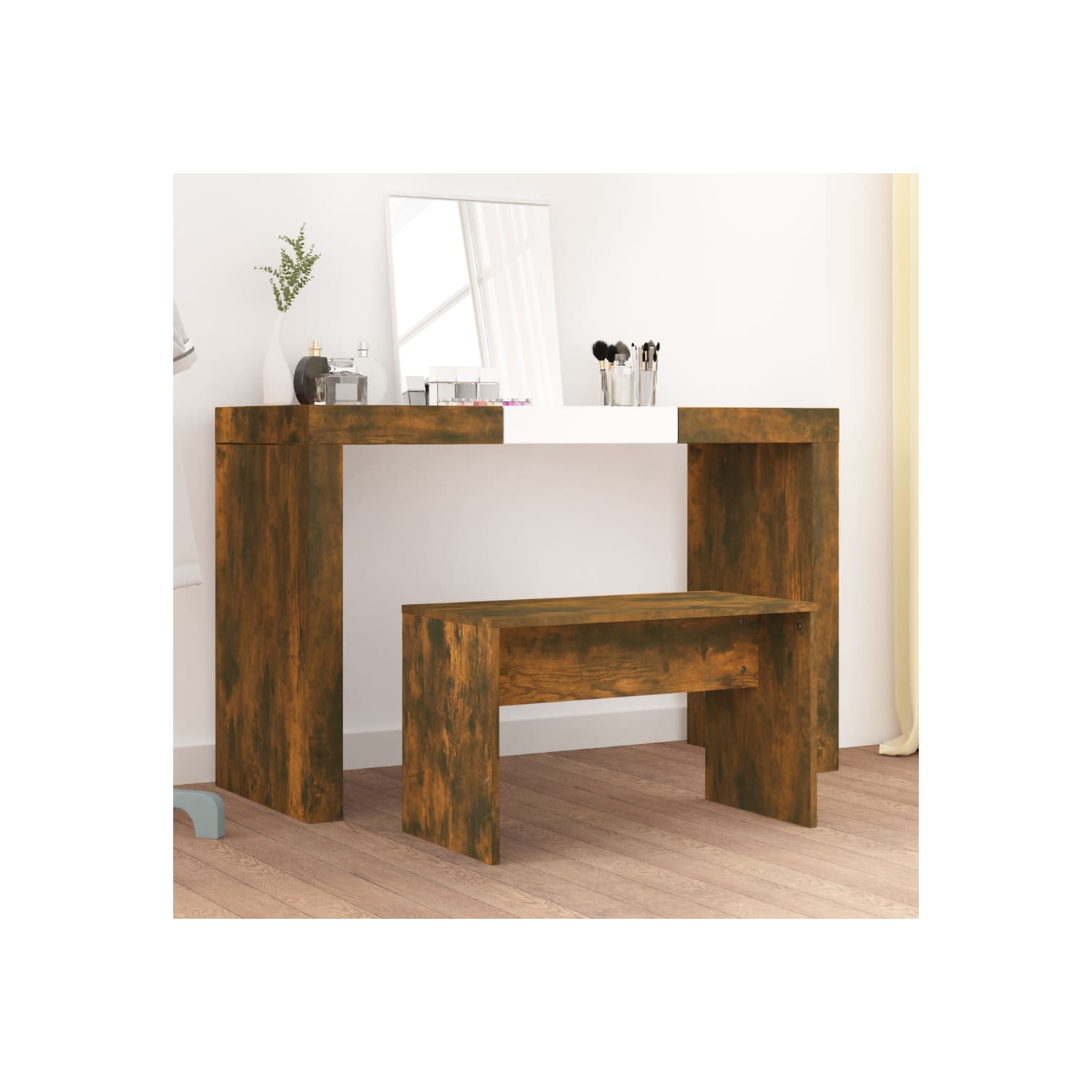 vidaXL Dressing Stool Smoked Oak 70x35x45 cm Engineered Wood