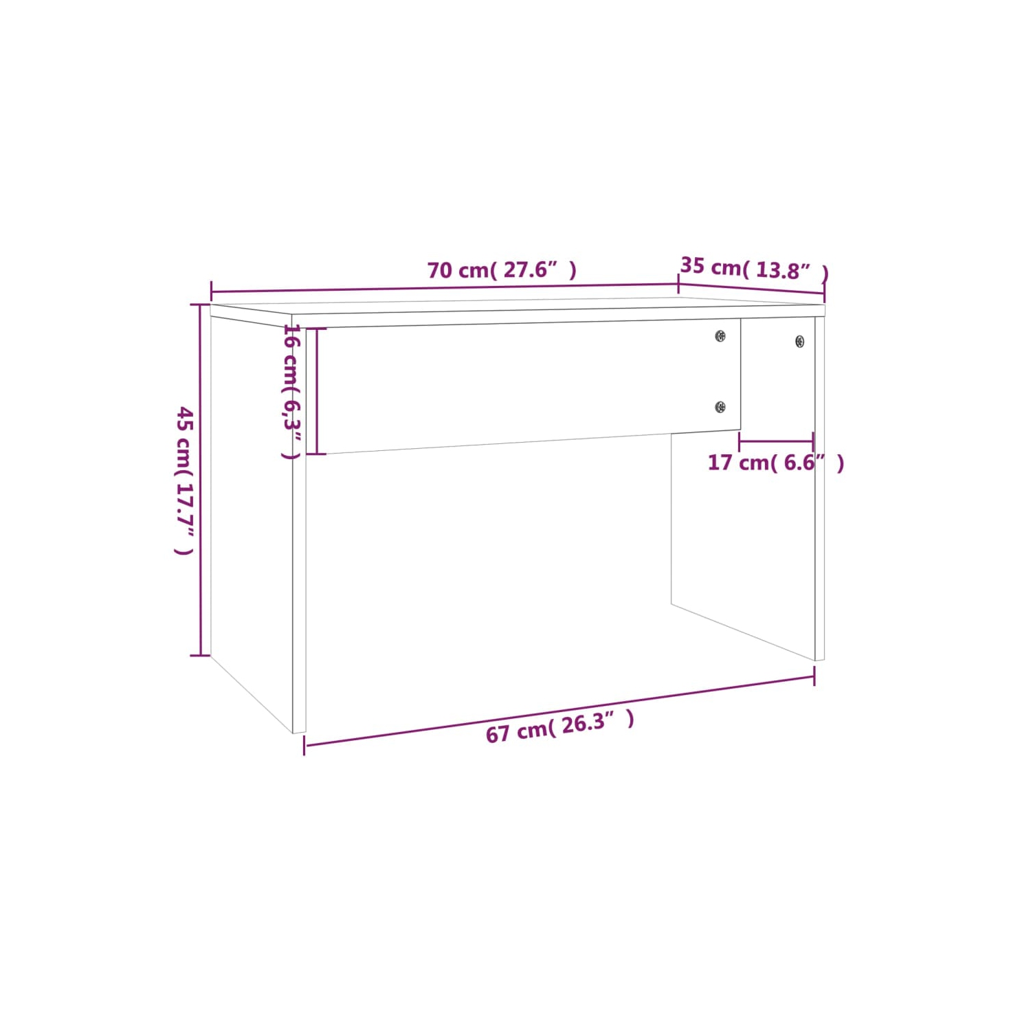 vidaXL Dressing Stool White 70x35x45 cm Engineered Wood