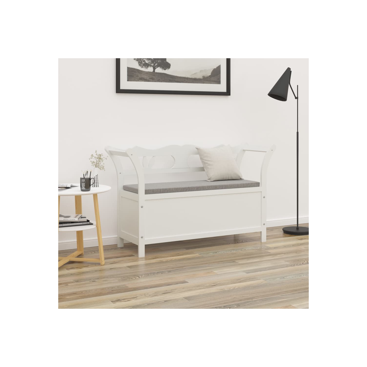 vidaXL Bench White 107x45x75.5 cm Solid Wood Fir
