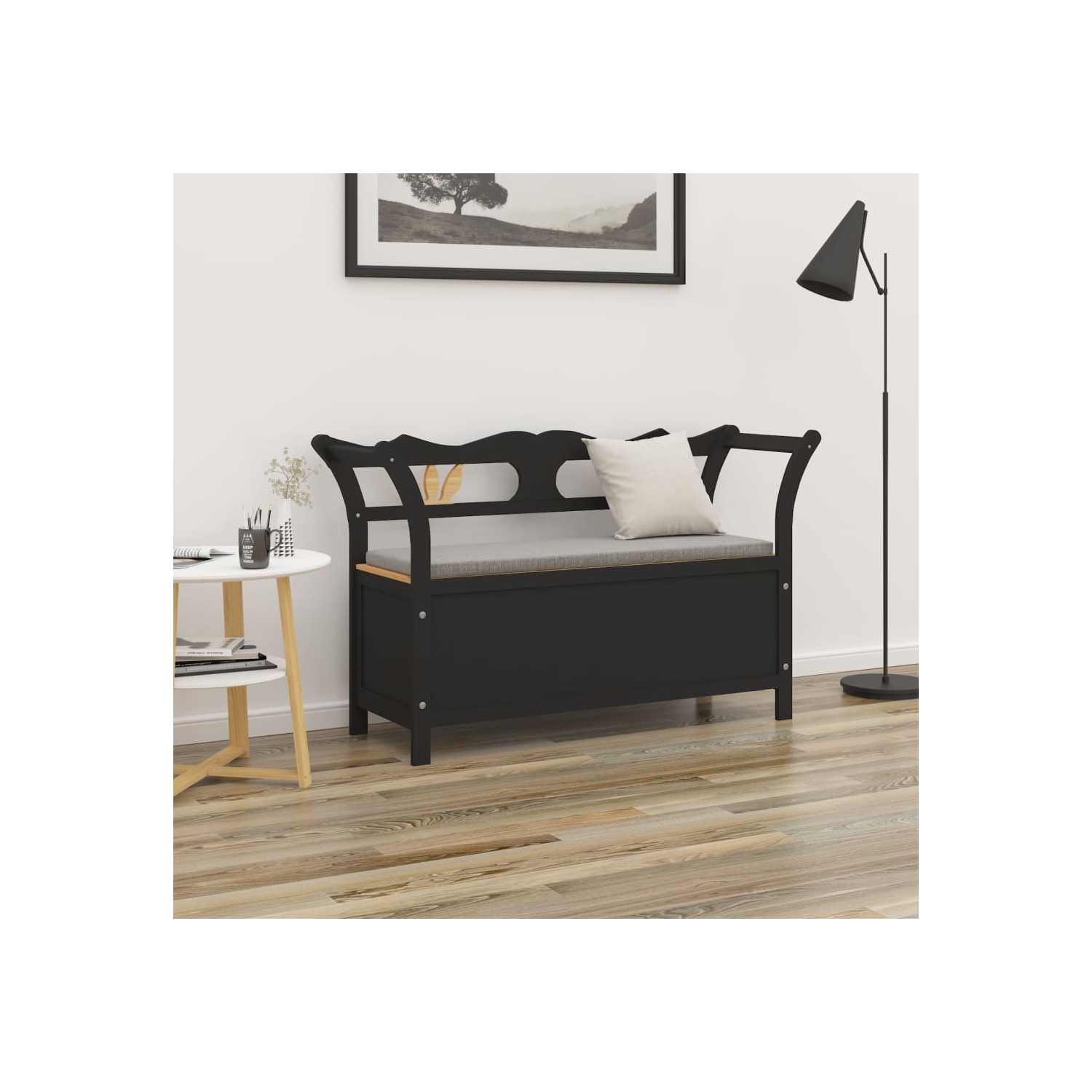 vidaXL Bench Black 107x45x75.5 cm Solid Wood Fir