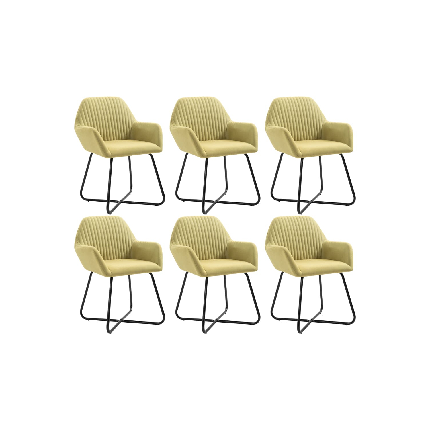 Chaises de salle à manger 6 pièces en tissu vert