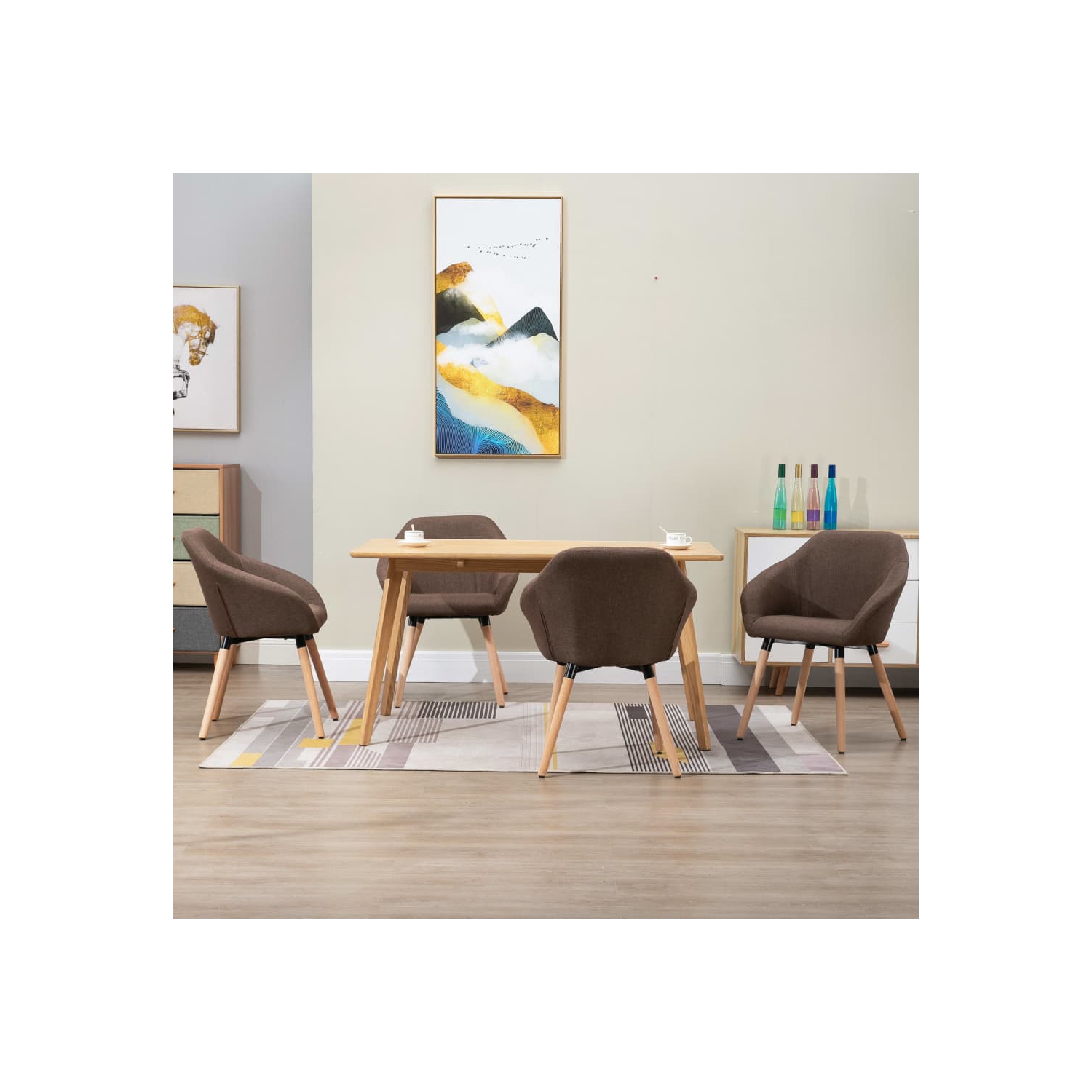 vidaXL Dining Chairs 4 pcs Brown Fabric