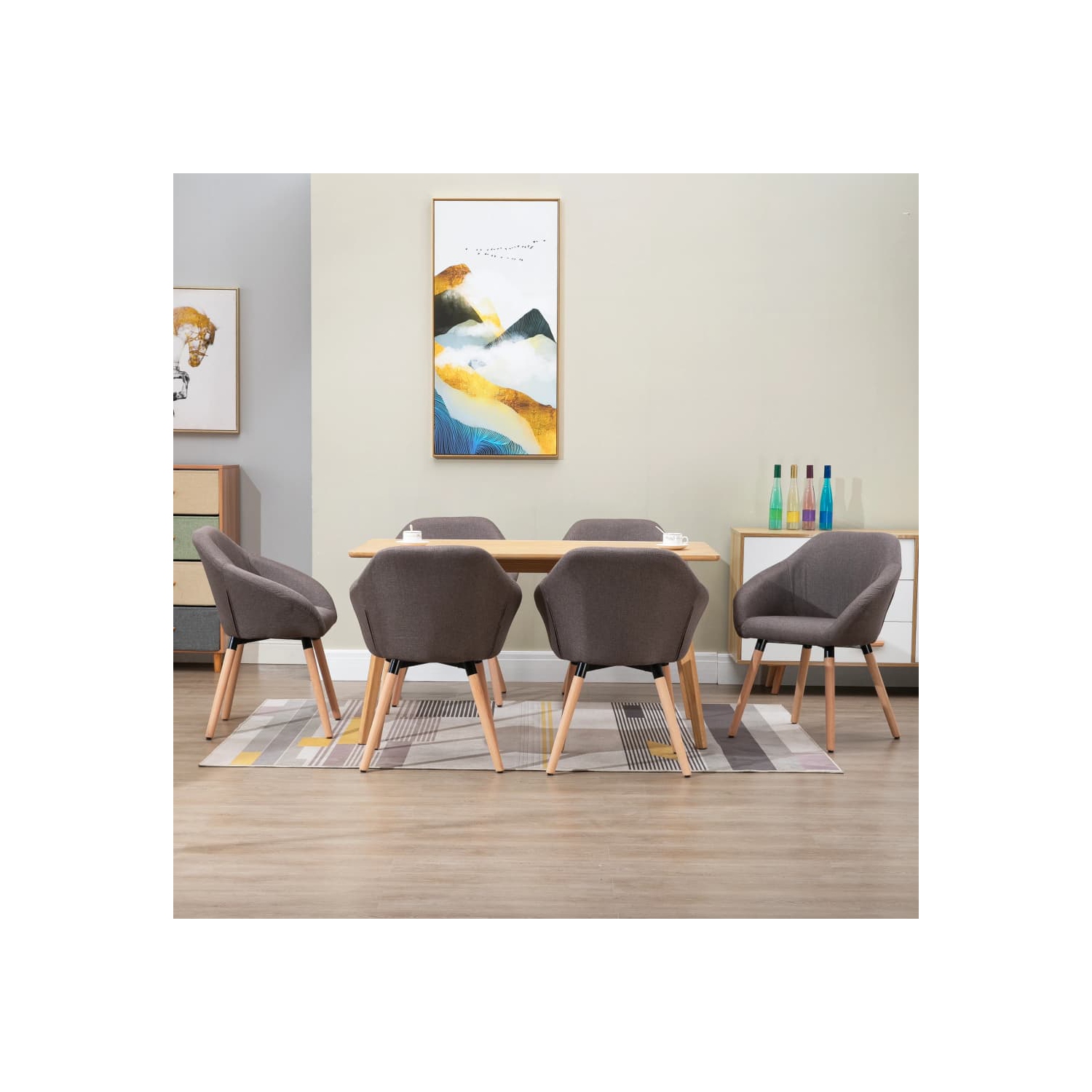 vidaXL Dining Chairs 6 pcs Taupe Fabric